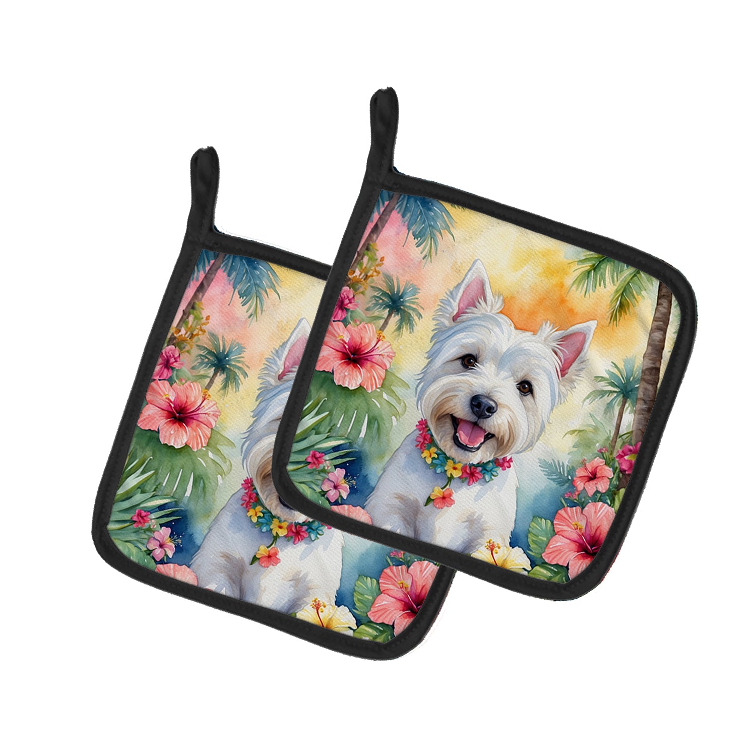 Buy this Westie Luau Pair of Pot Holders