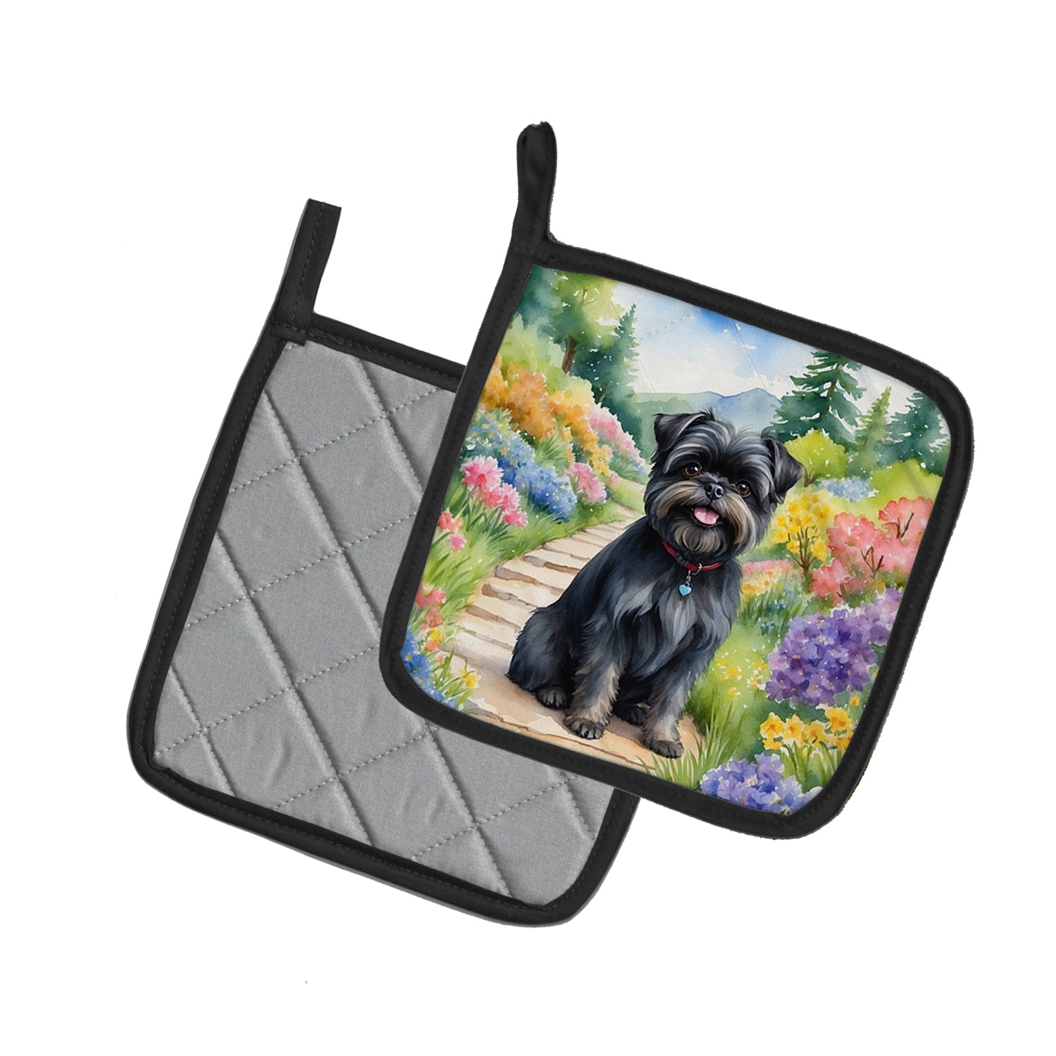 Affenpinscher Spring Garden Pair of Pot Holders