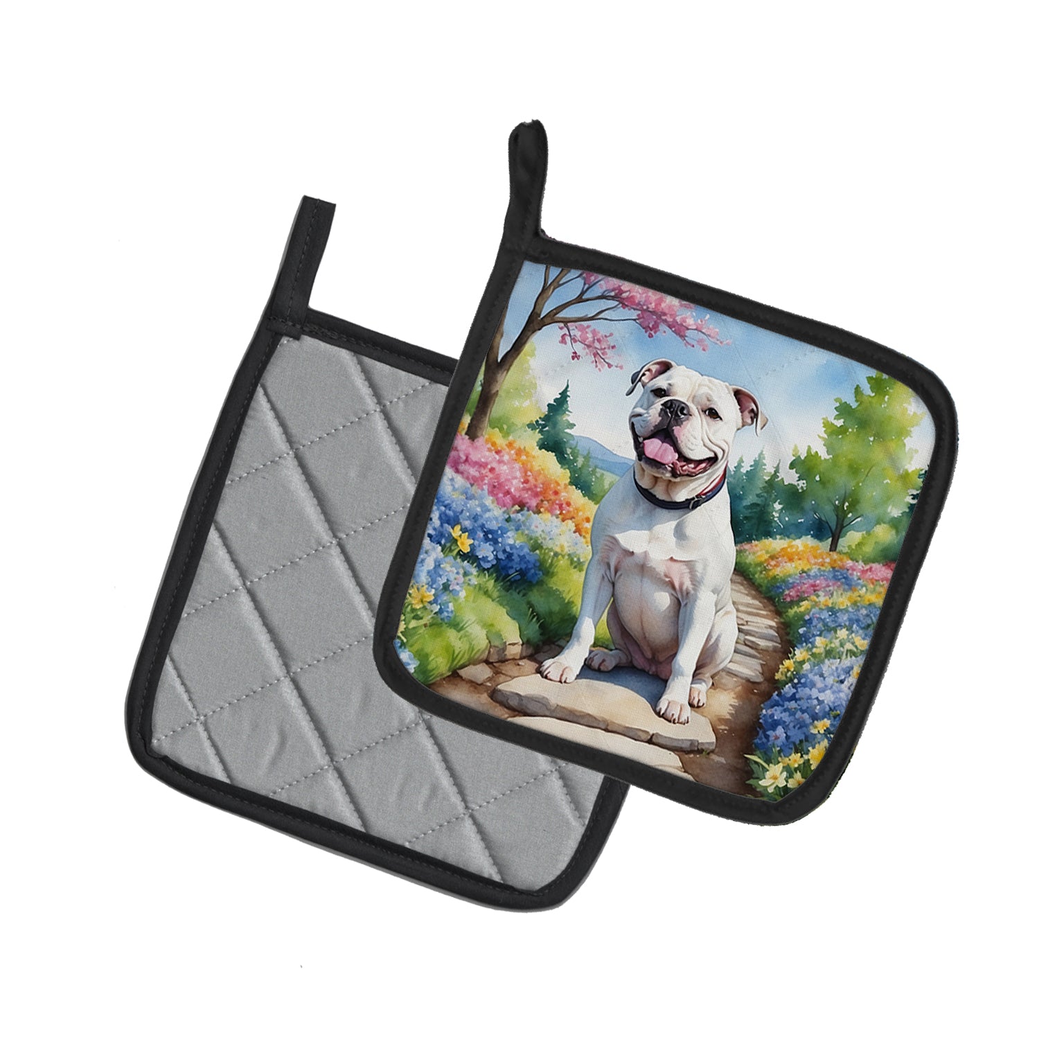 Buy this American Bulldog Spring Garden Pair of Pot Holders