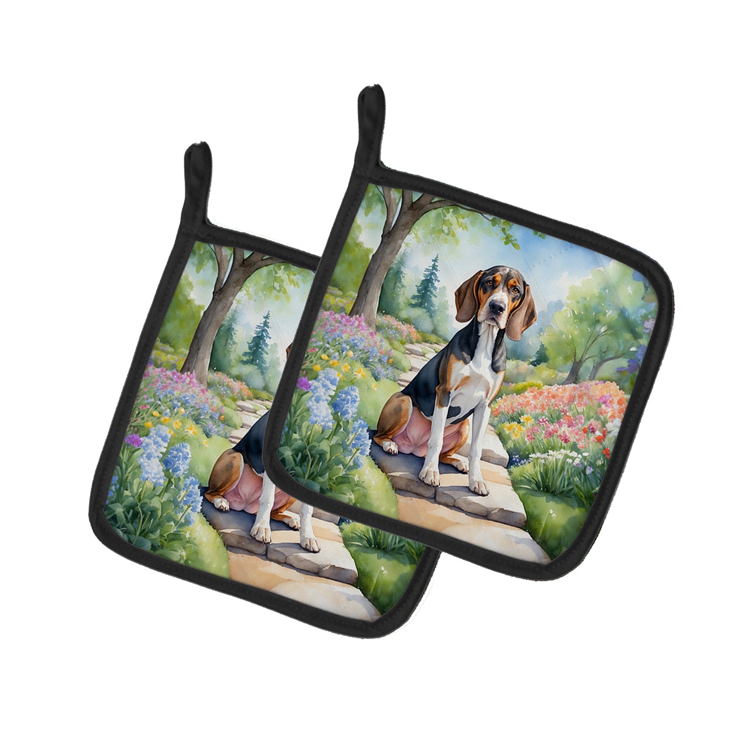 Buy this American English Coonhound Spring Garden Pair of Pot Holders