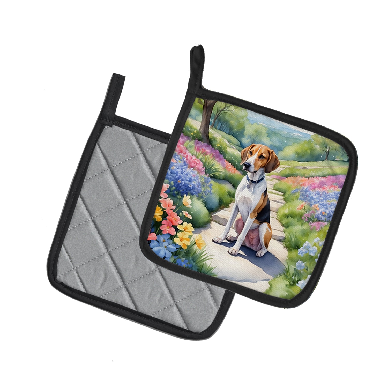 American Foxhound Spring Garden Pair of Pot Holders