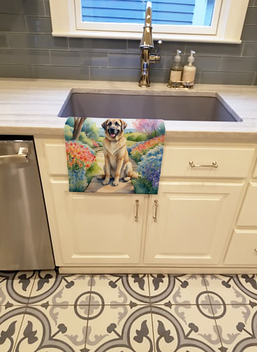 Anatolian Shepherd Spring Garden Kitchen Towel