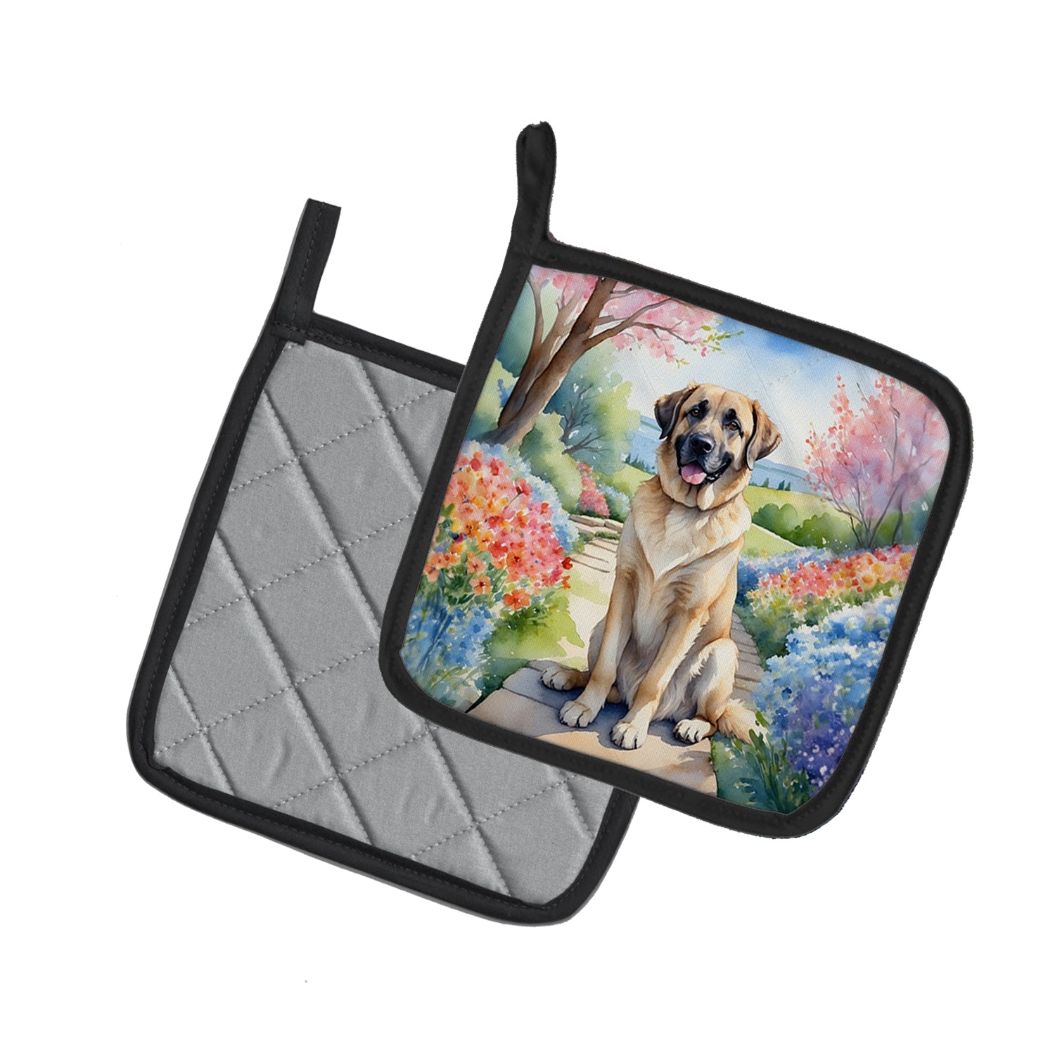 Anatolian Shepherd Spring Garden Pair of Pot Holders