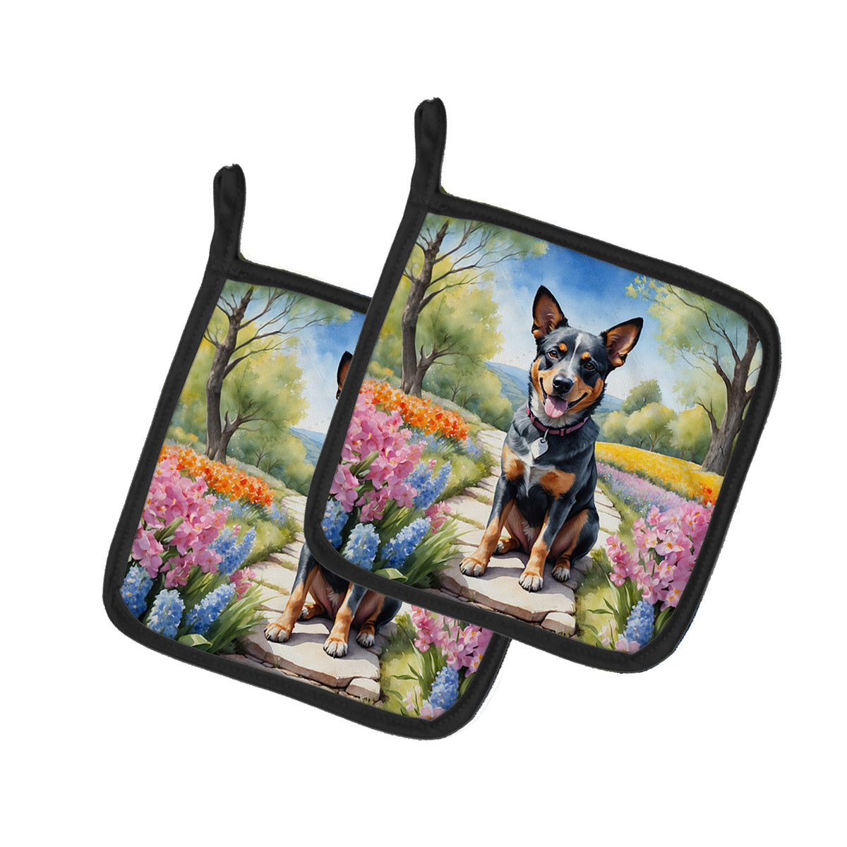 Buy this Australian Cattle Dog Spring Garden Pair of Pot Holders