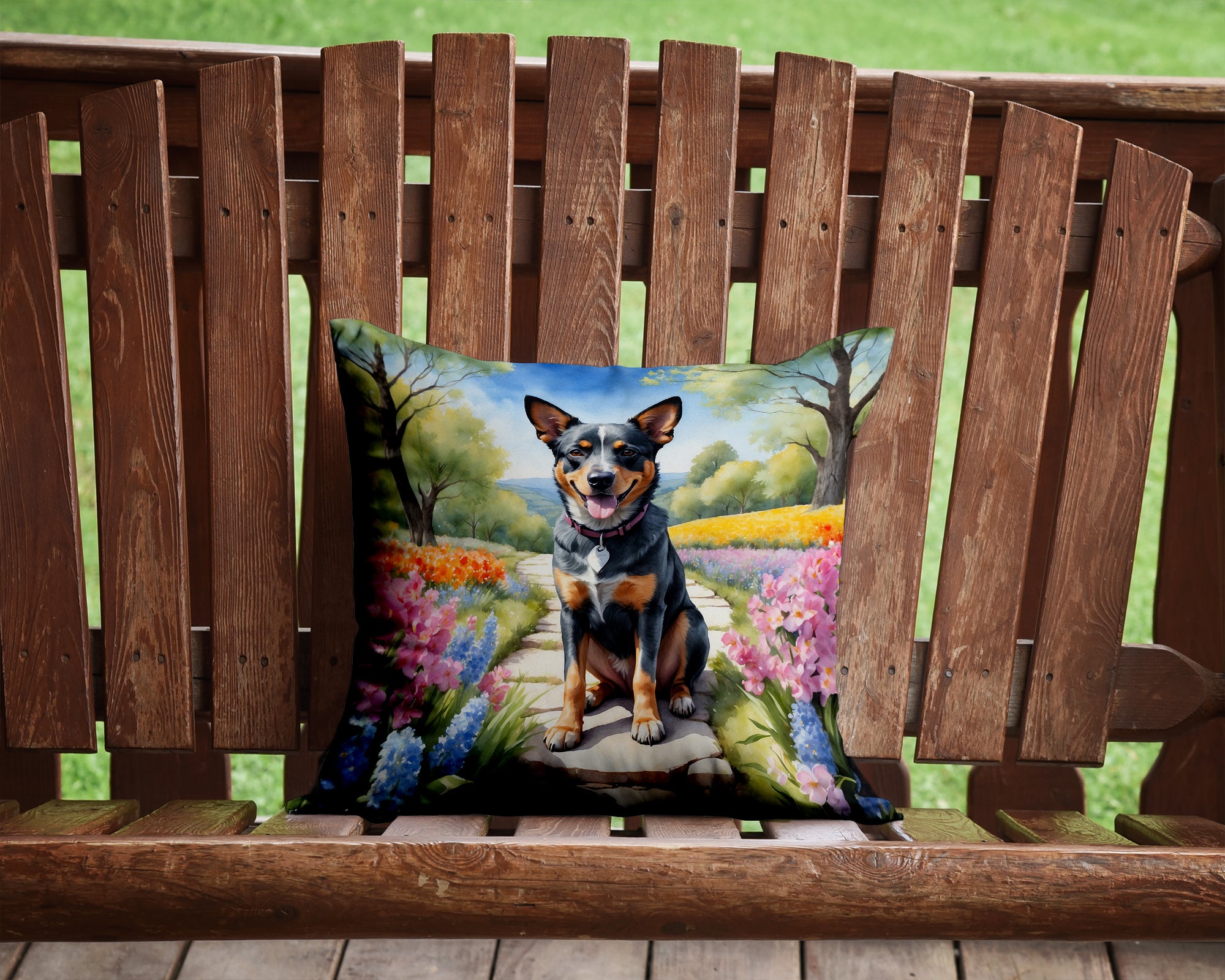 Buy this Australian Cattle Dog Spring Garden Throw Pillow