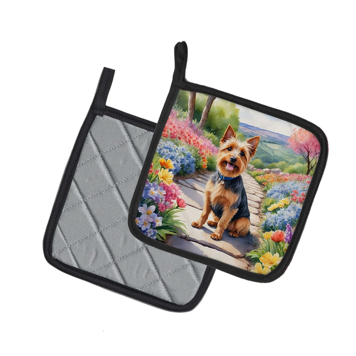 Buy this Australian Terrier Spring Garden Pair of Pot Holders