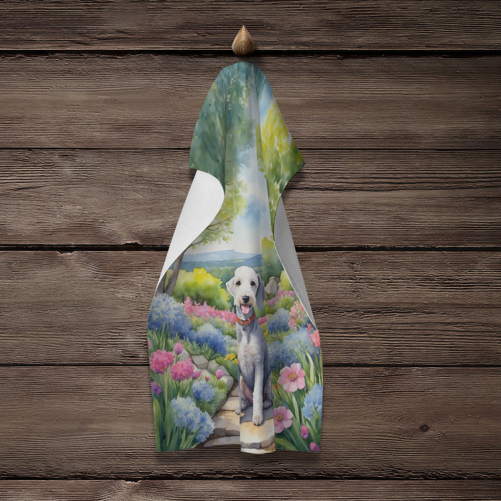 Bedlington Terrier Spring Garden Kitchen Towel