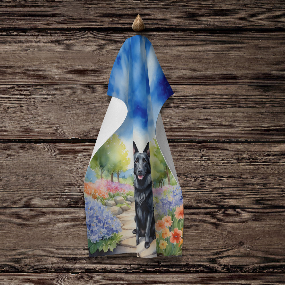 Belgian Sheepdog Spring Path Kitchen Towel