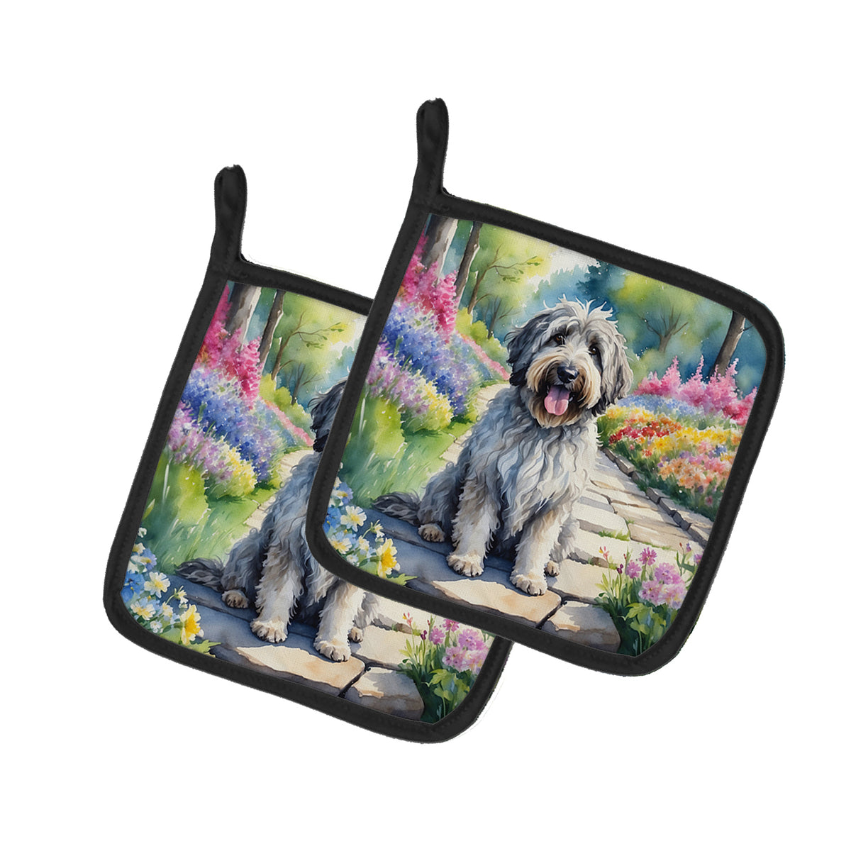 Buy this Bergamasco Sheepdog Spring Path Pair of Pot Holders