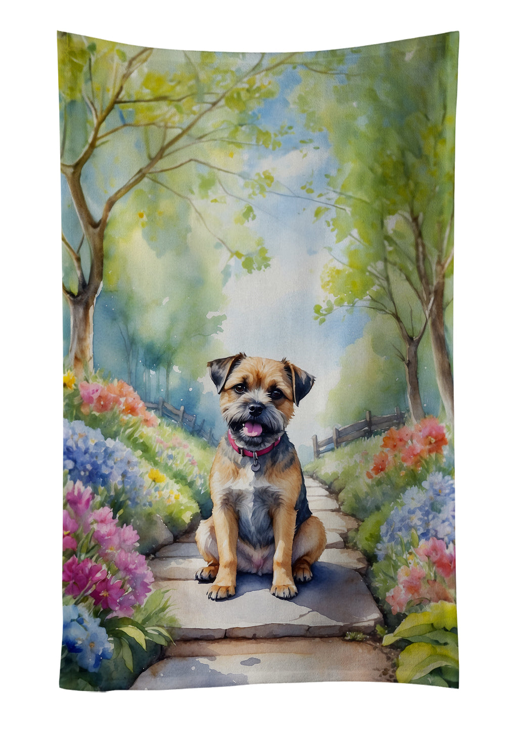 Buy this Border Terrier Spring Path Kitchen Towel