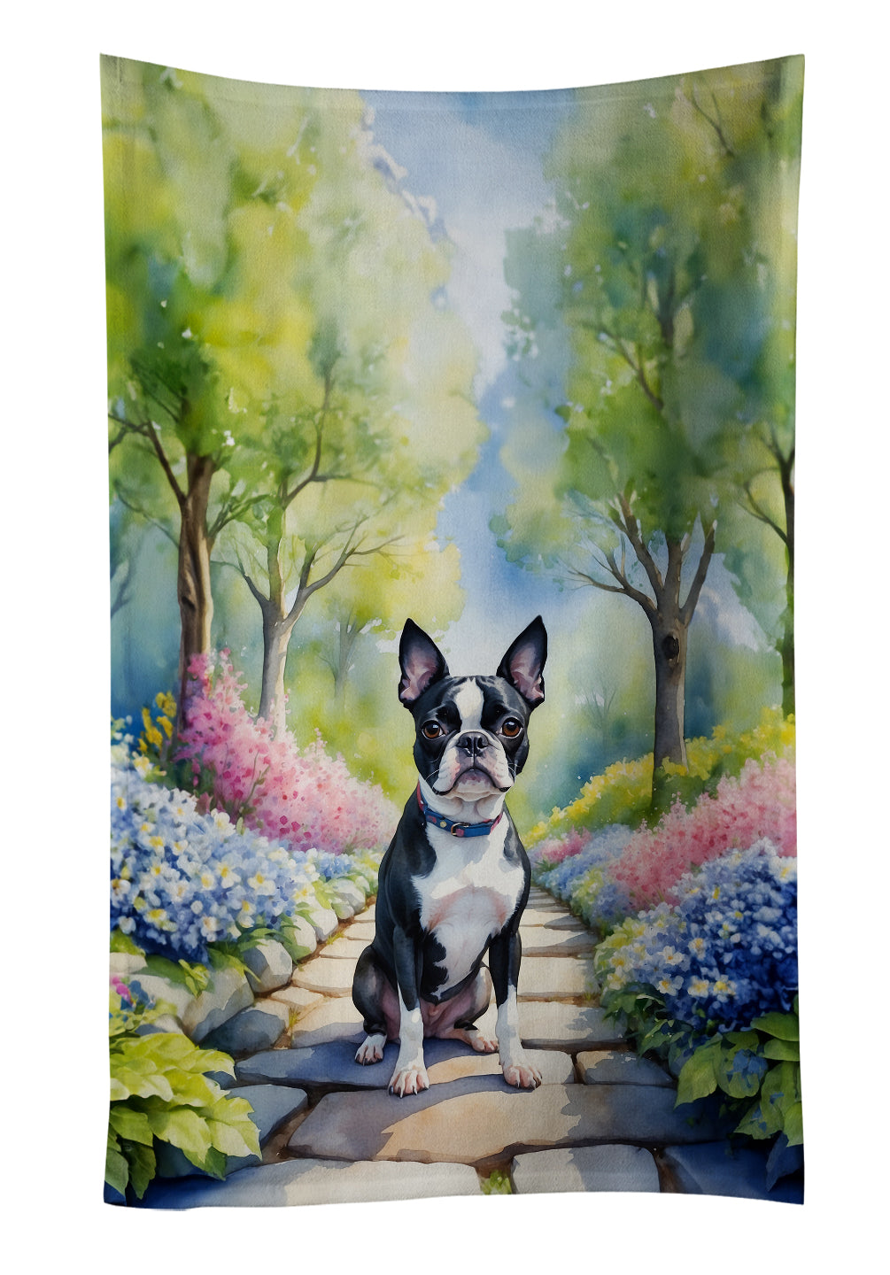 Buy this Boston Terrier Spring Path Kitchen Towel