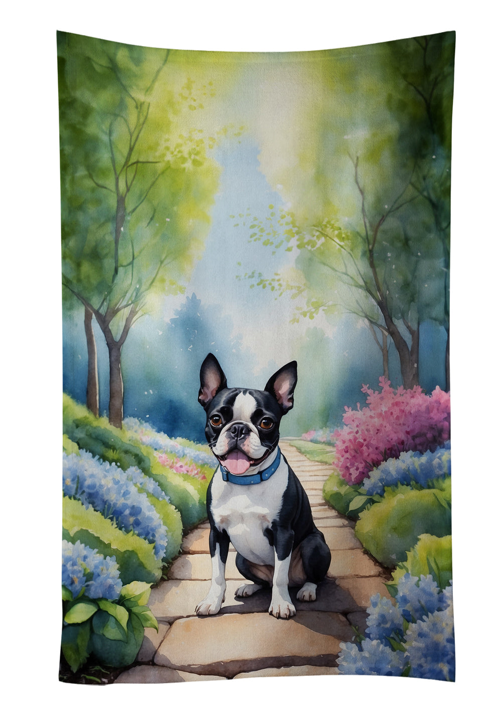 Buy this Boston Terrier Spring Path Kitchen Towel