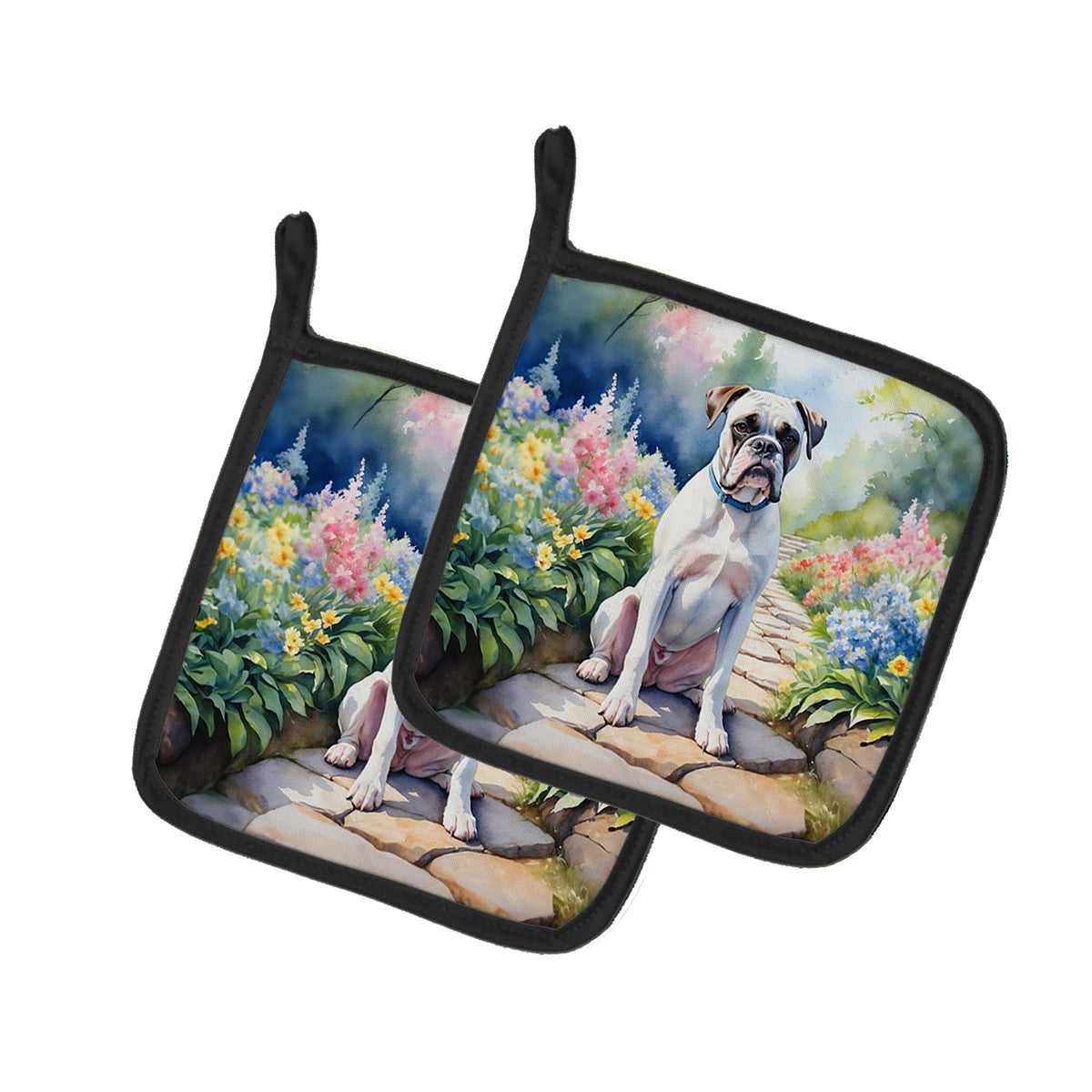 Buy this White Boxer Spring Path Pair of Pot Holders