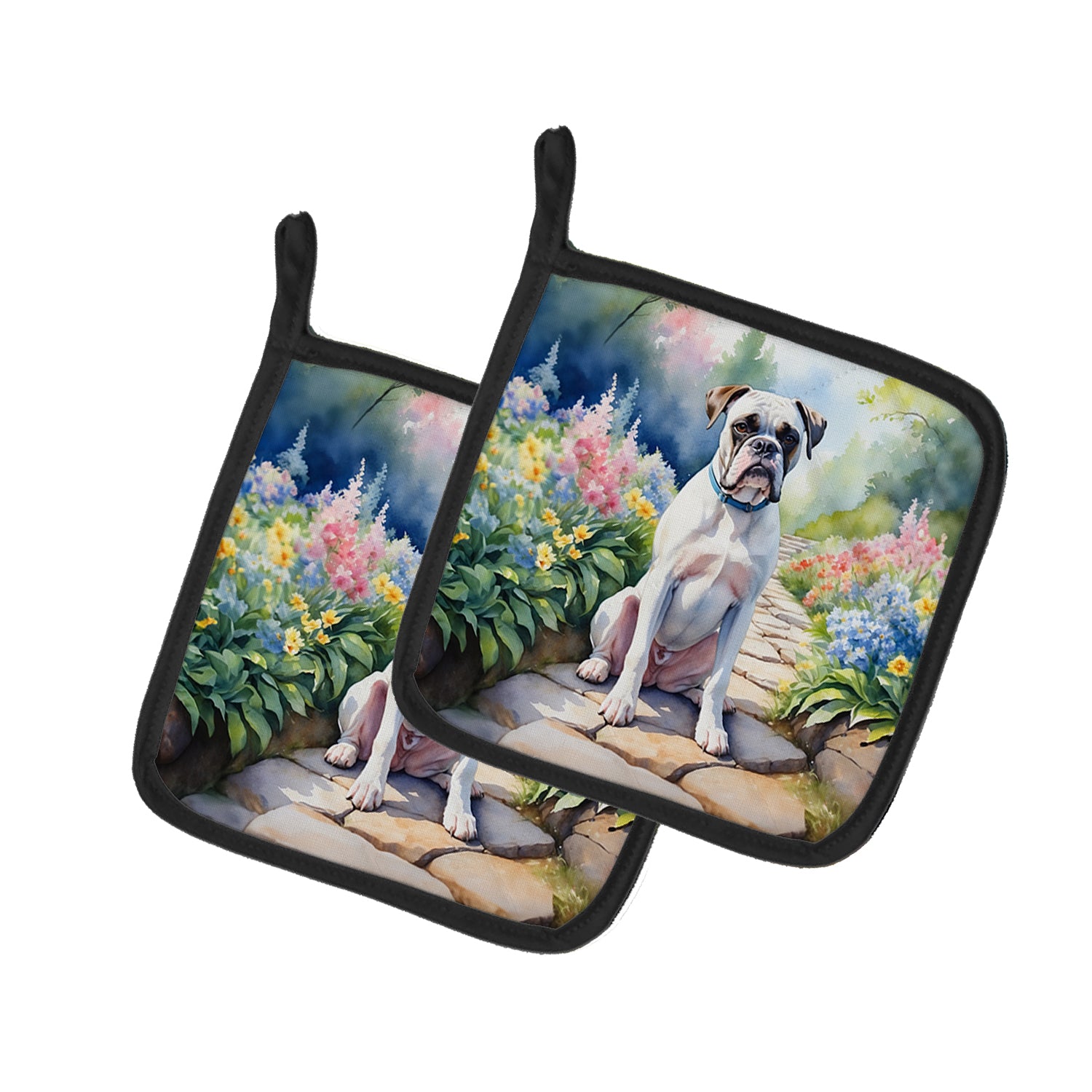 Buy this White Boxer Spring Path Pair of Pot Holders