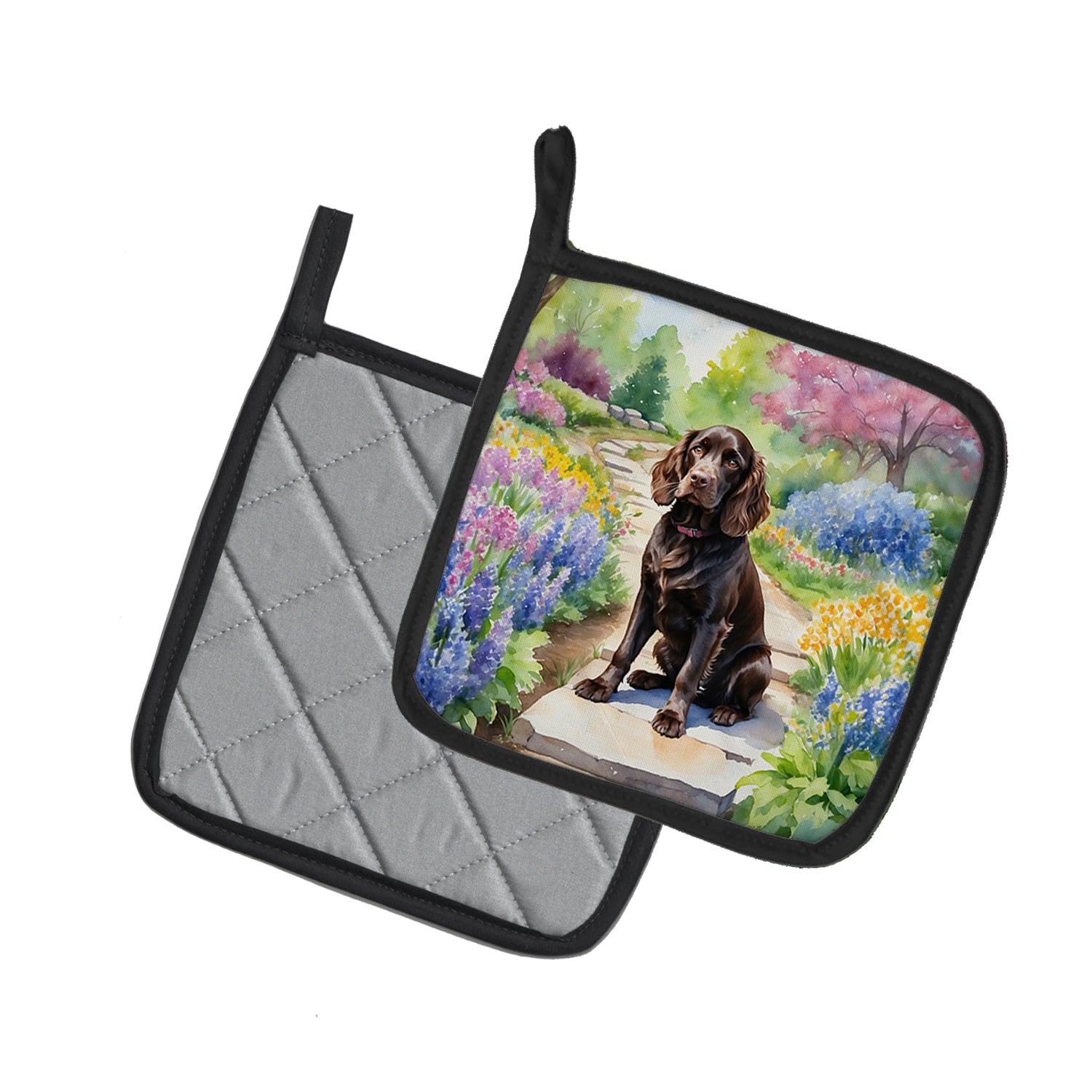 Boykin Spaniel Spring Path Pair of Pot Holders