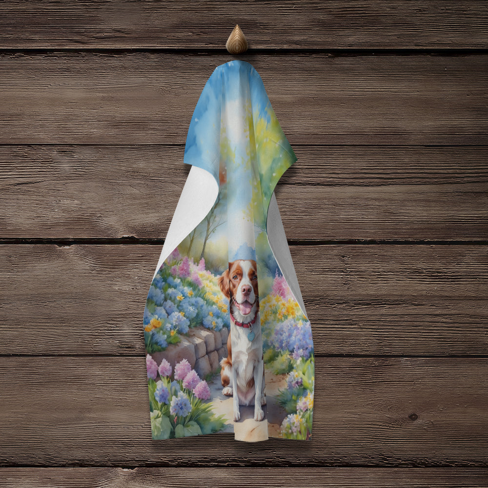 Brittany Spaniel Spring Path Kitchen Towel