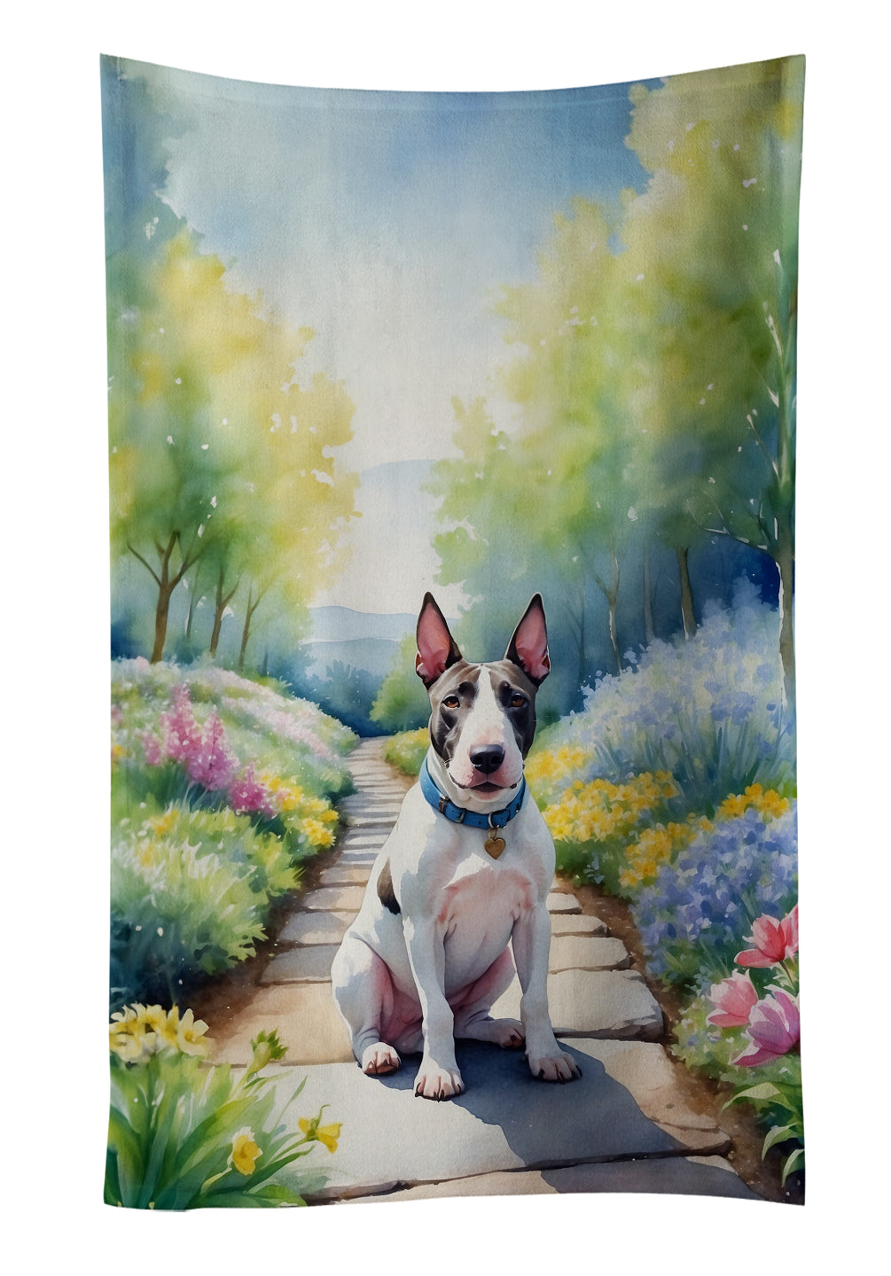 Buy this Bull Terrier Spring Path Kitchen Towel