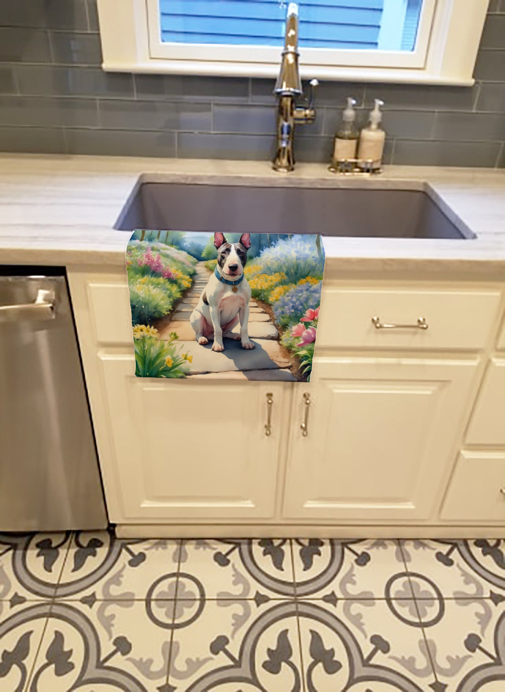 Bull Terrier Spring Path Kitchen Towel