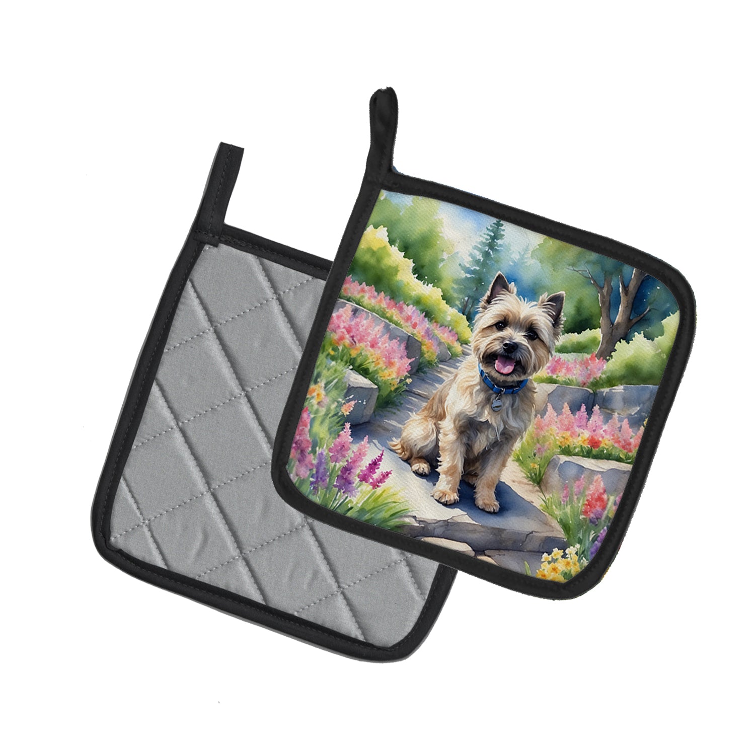 Cairn Terrier Spring Path Pair of Pot Holders