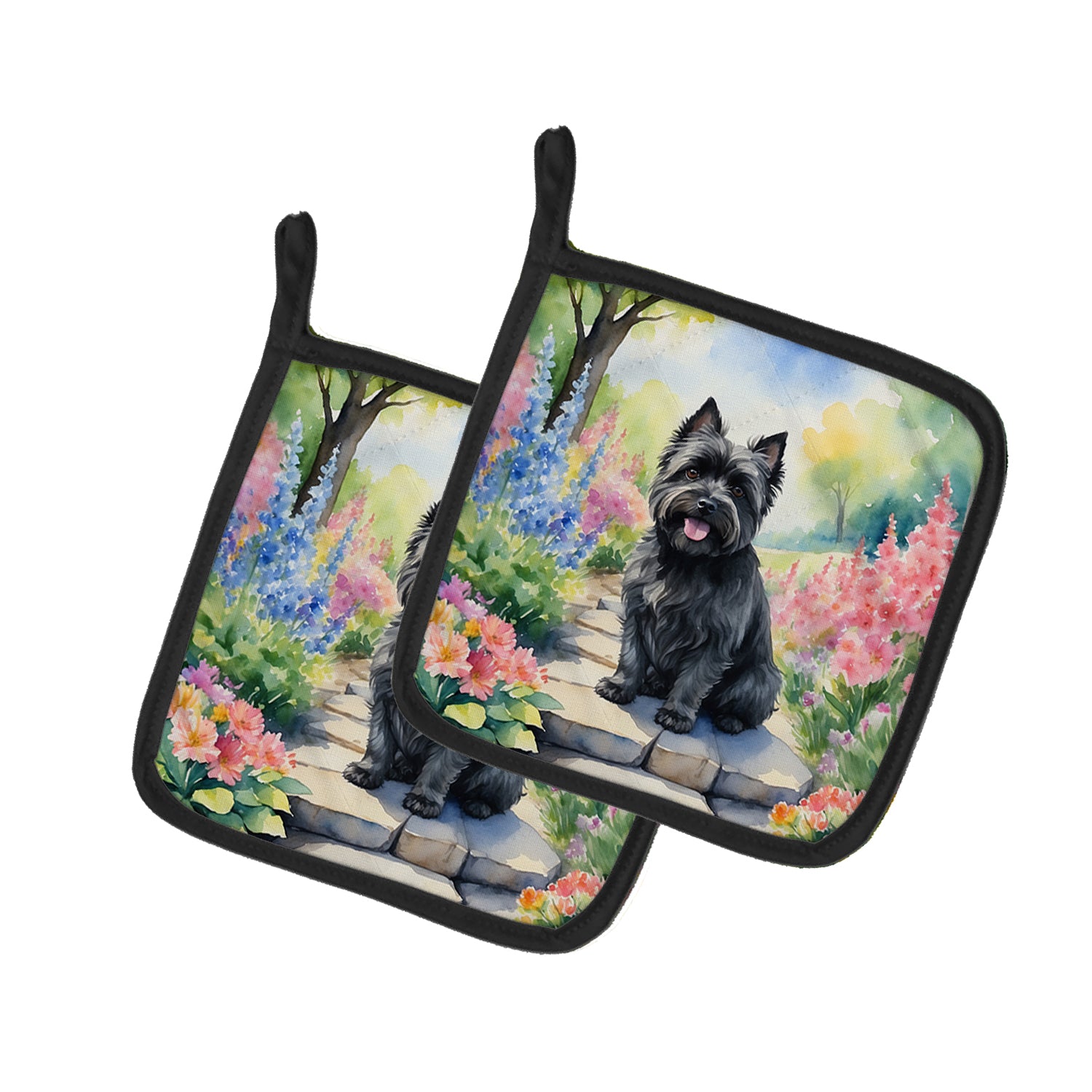 Buy this Cairn Terrier Spring Path Pair of Pot Holders