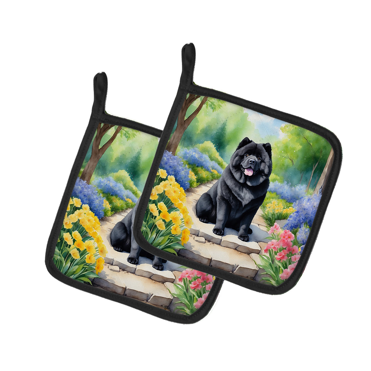 Buy this Chow Chow Spring Path Pair of Pot Holders