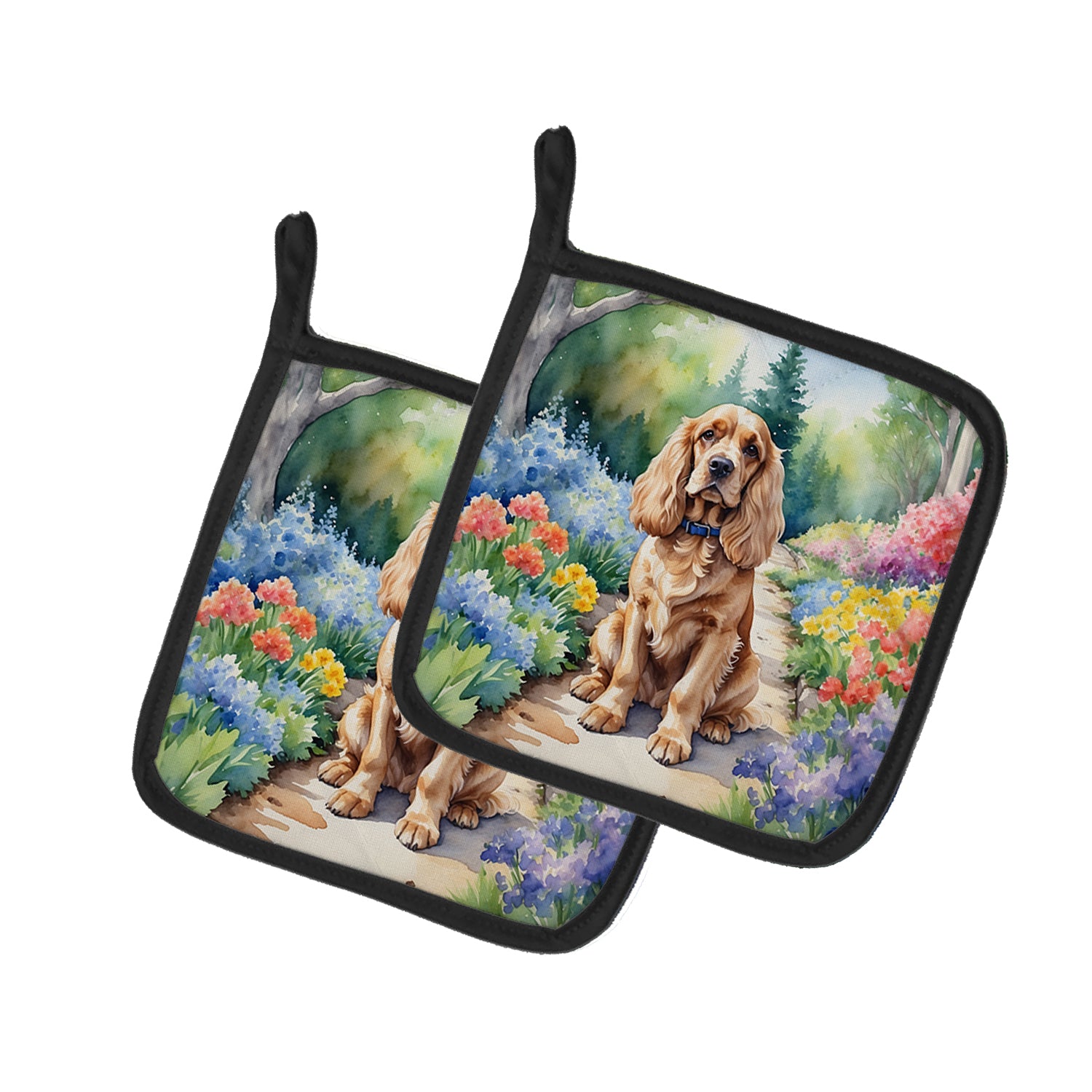 Buy this Cocker Spaniel Spring Path Pair of Pot Holders