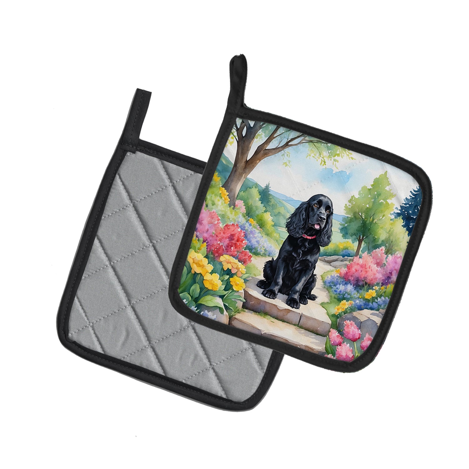 Buy this Cocker Spaniel Spring Path Pair of Pot Holders