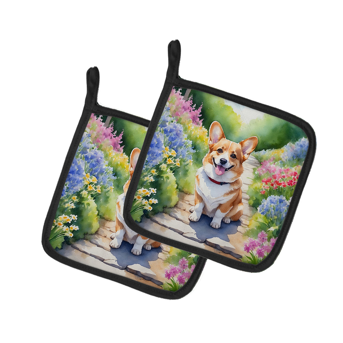 Buy this Corgi Spring Path Pair of Pot Holders