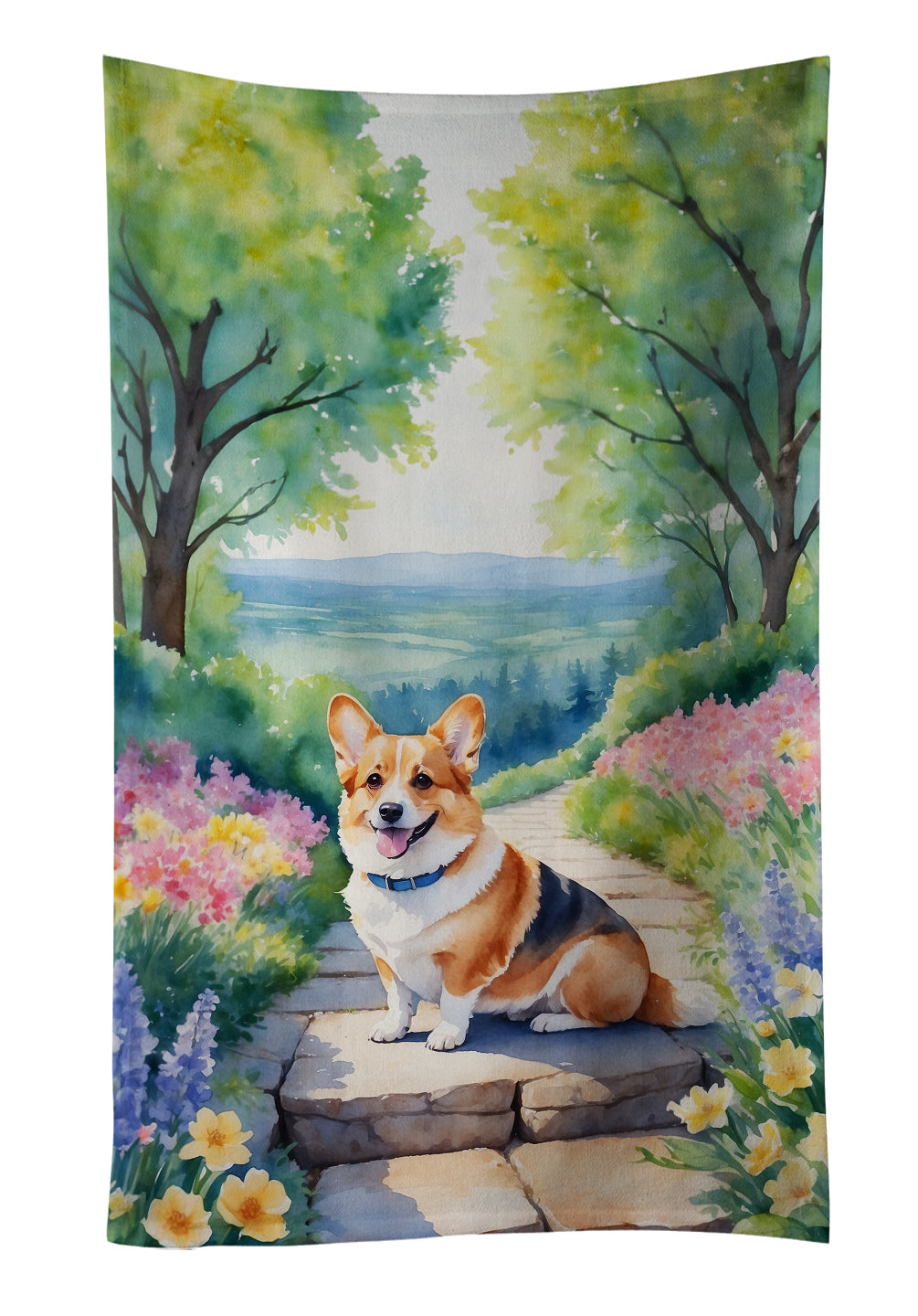 Buy this Corgi Spring Path Kitchen Towel