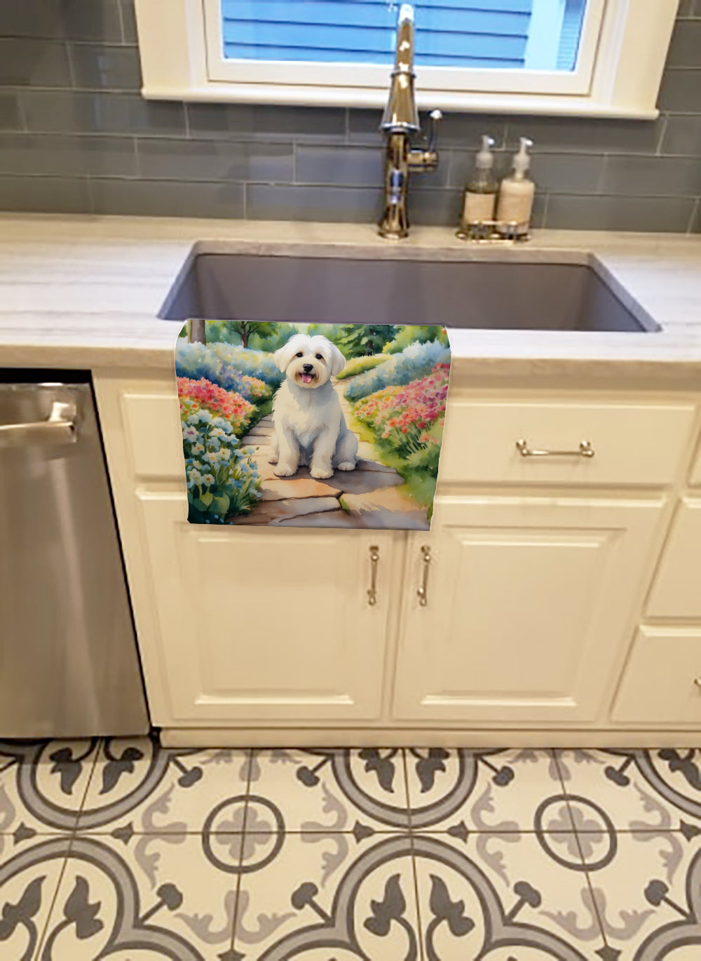 Buy this Coton de Tulear Spring Path Kitchen Towel