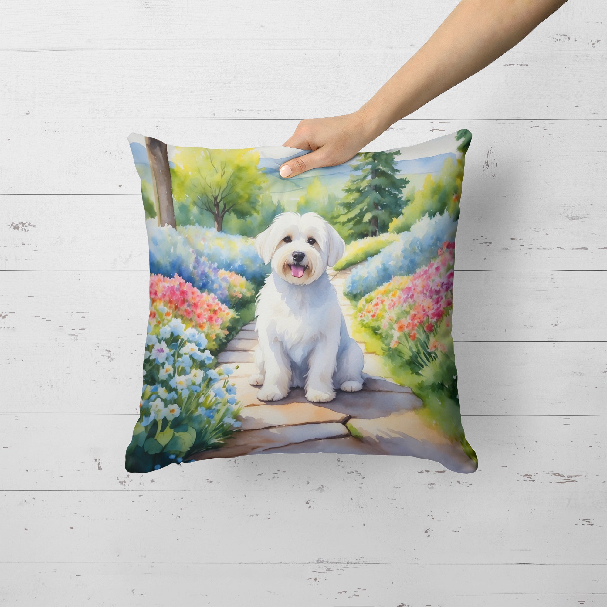 Buy this Coton de Tulear Spring Path Throw Pillow