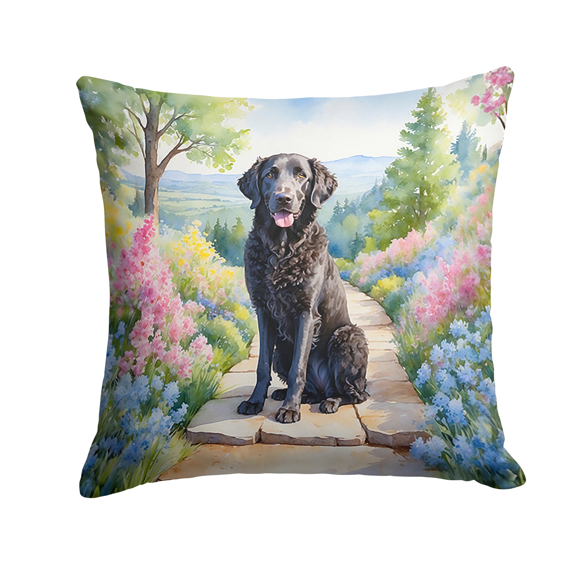 Buy this Curly-Coated Retriever Spring Path Throw Pillow