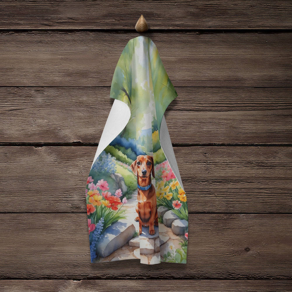 Dachshund Spring Path Kitchen Towel