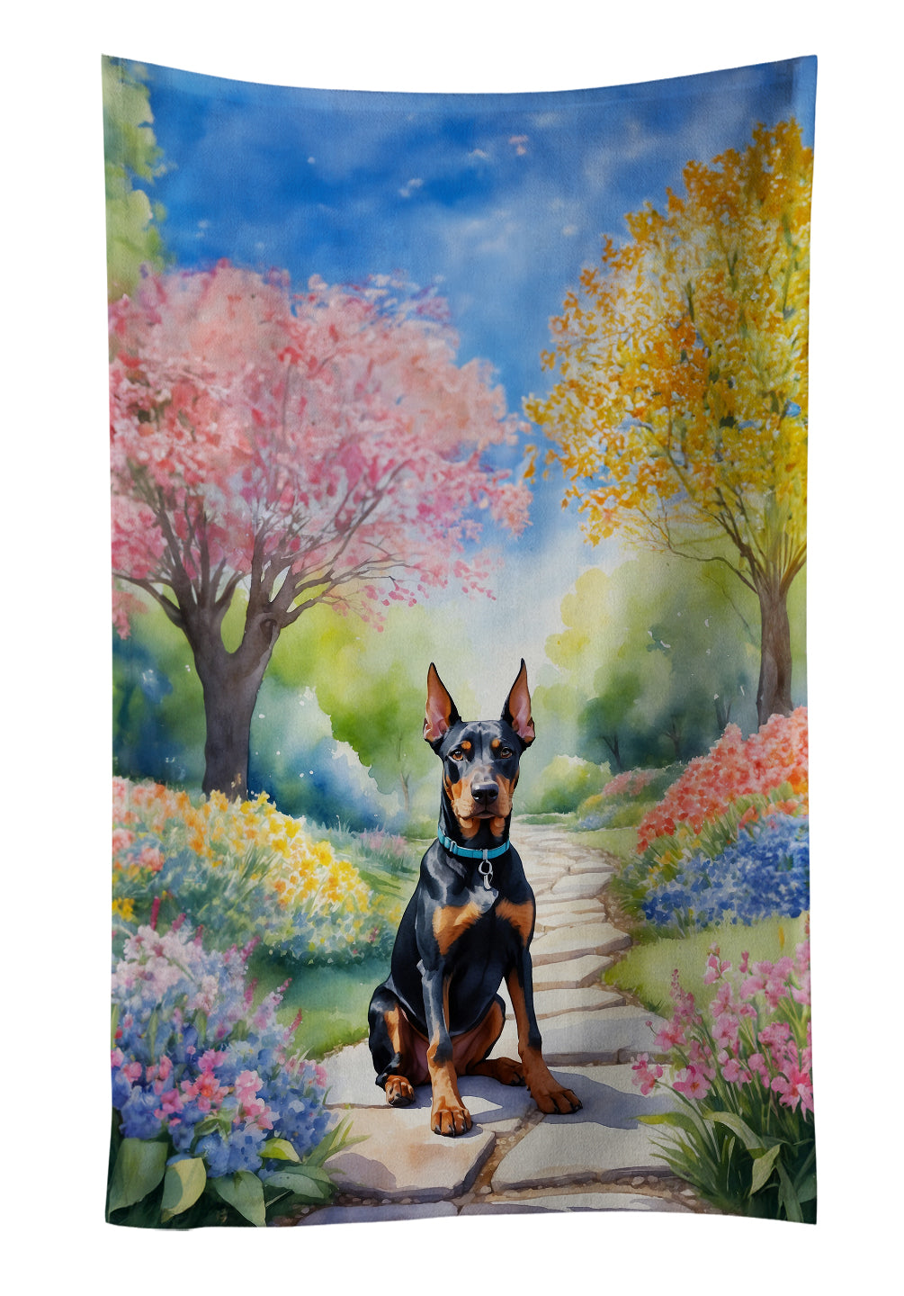 Buy this Doberman Pinscher Spring Path Kitchen Towel