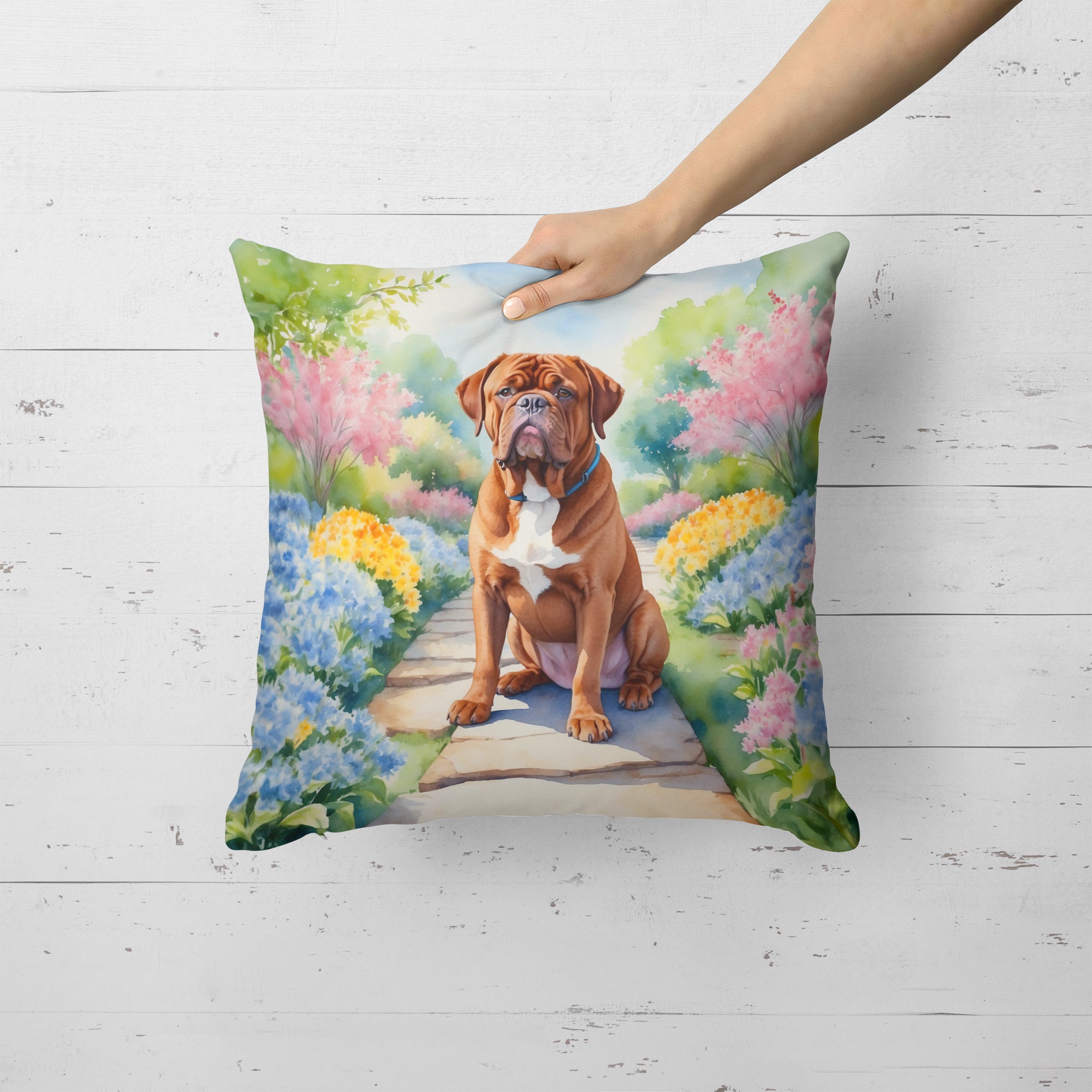 Dogue de Bordeaux Spring Path Throw Pillow