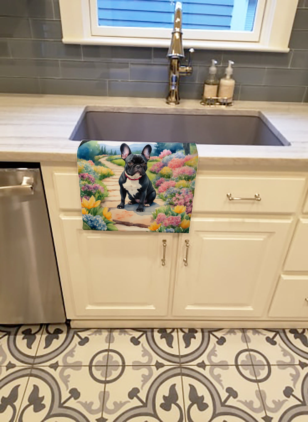 Buy this French Bulldog Spring Path Kitchen Towel