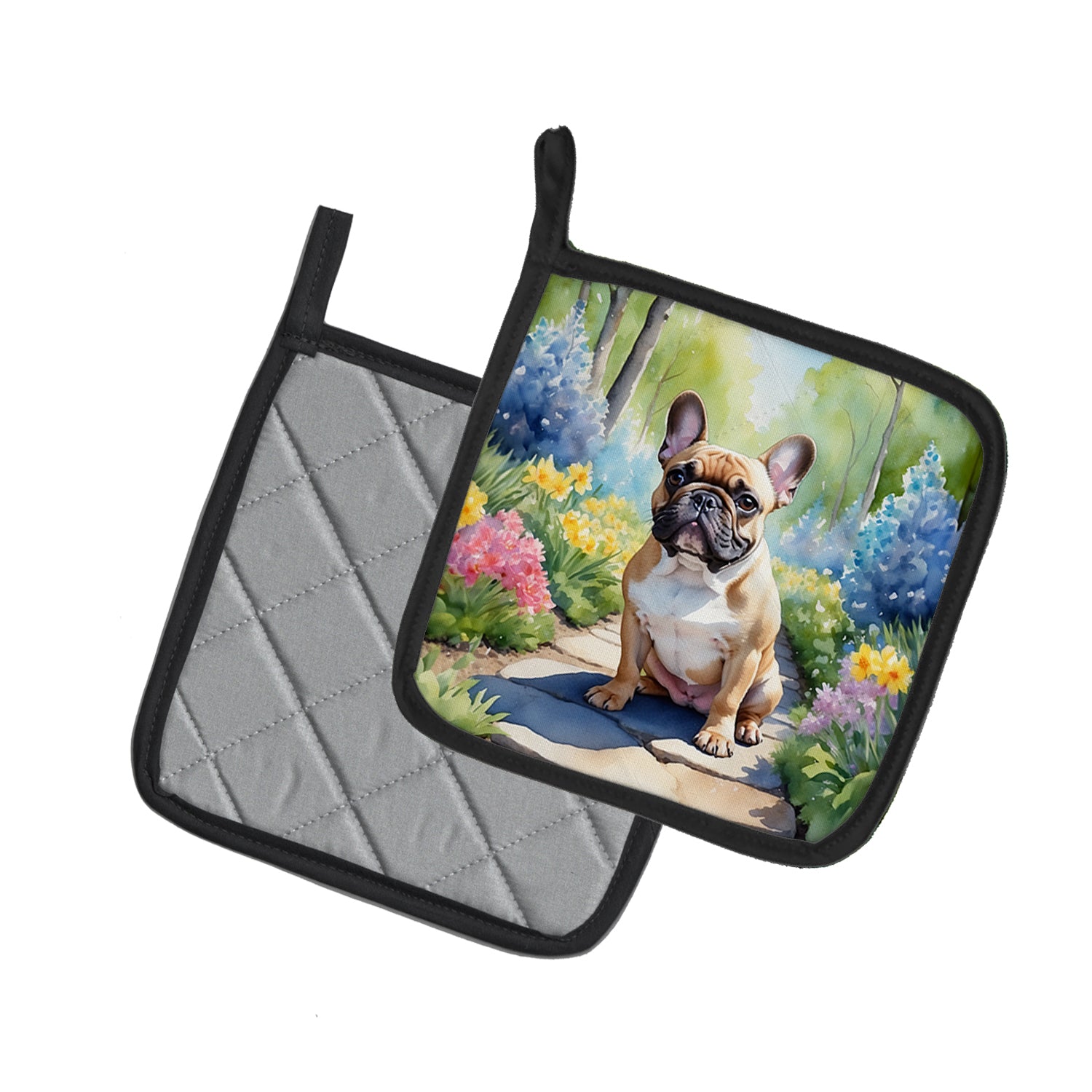 Buy this French Bulldog Spring Path Pair of Pot Holders