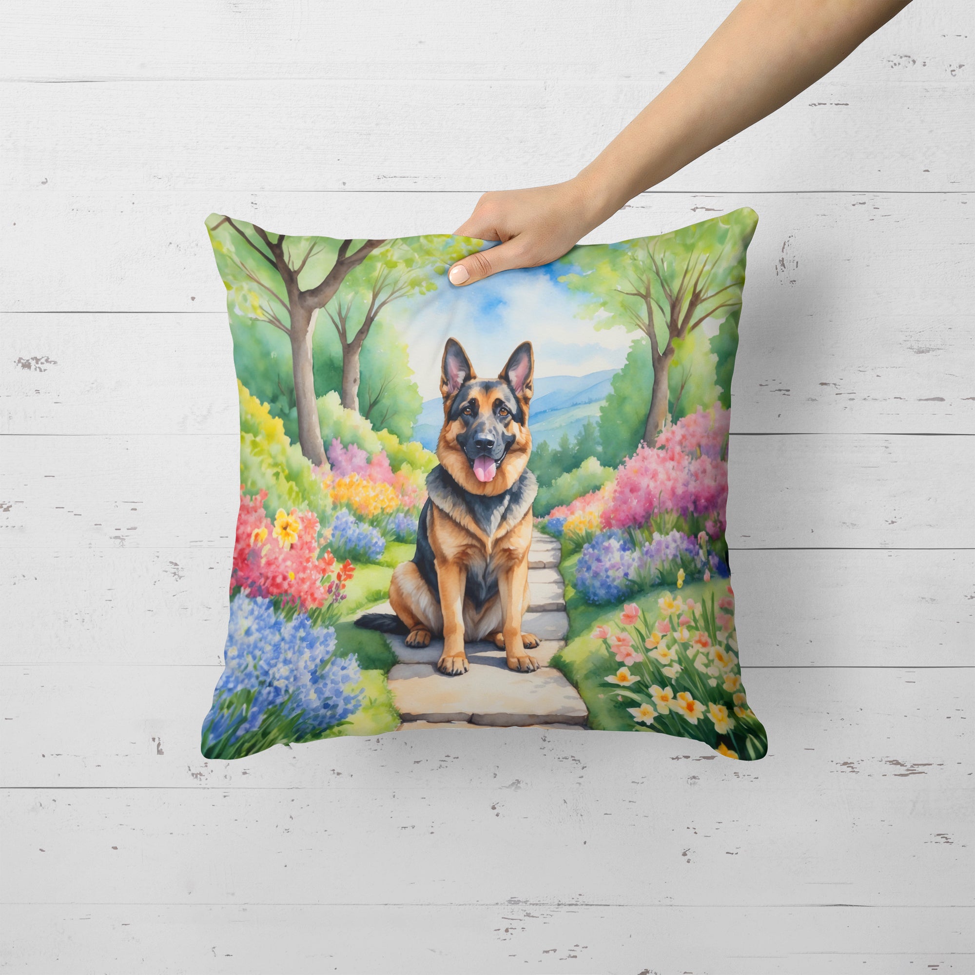 Buy this German Shepherd Spring Path Throw Pillow