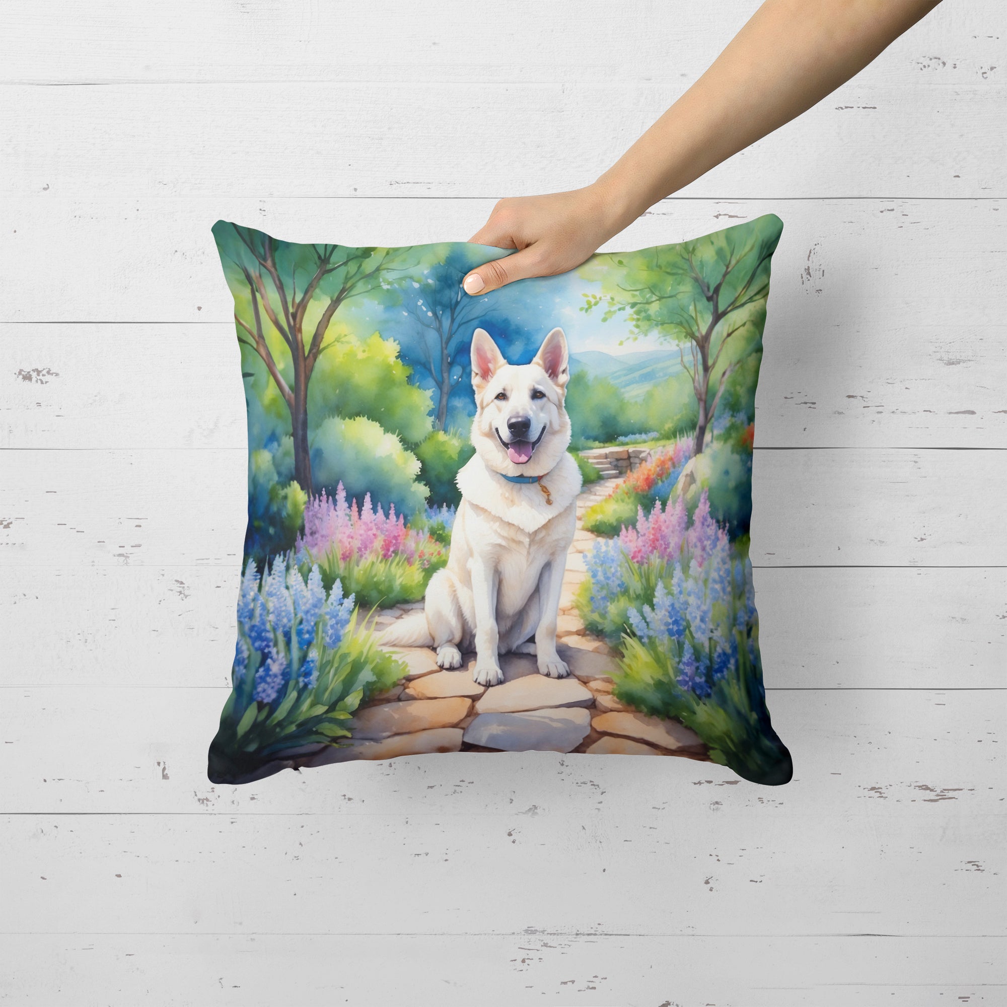 Buy this German Shepherd Spring Path Throw Pillow