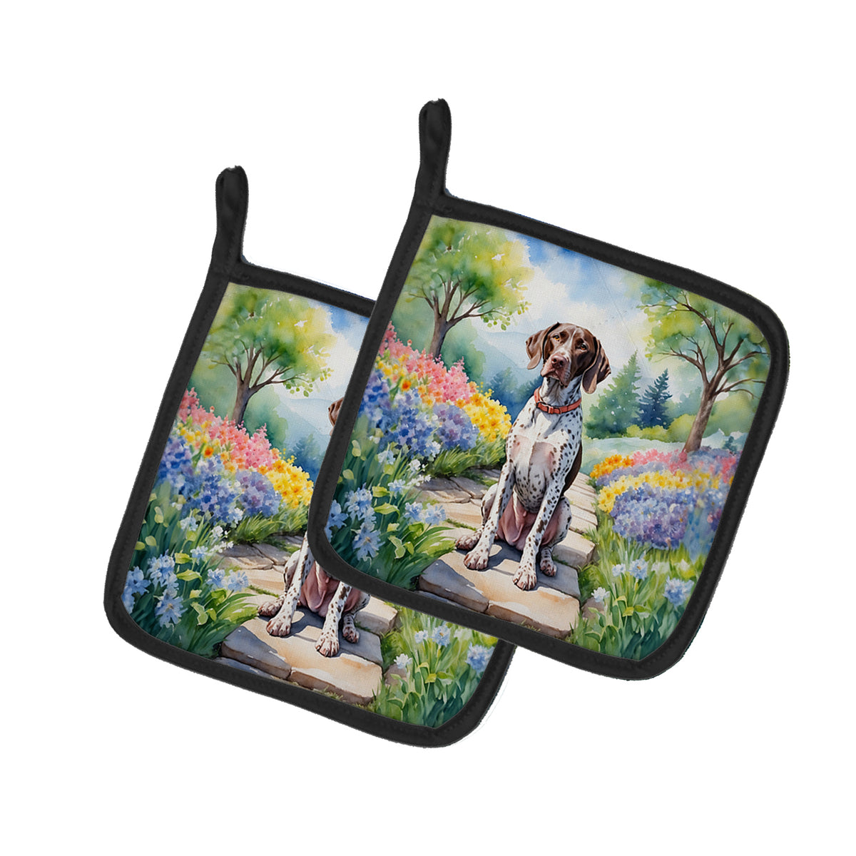 Buy this German Shorthaired Pointer Spring Path Pair of Pot Holders