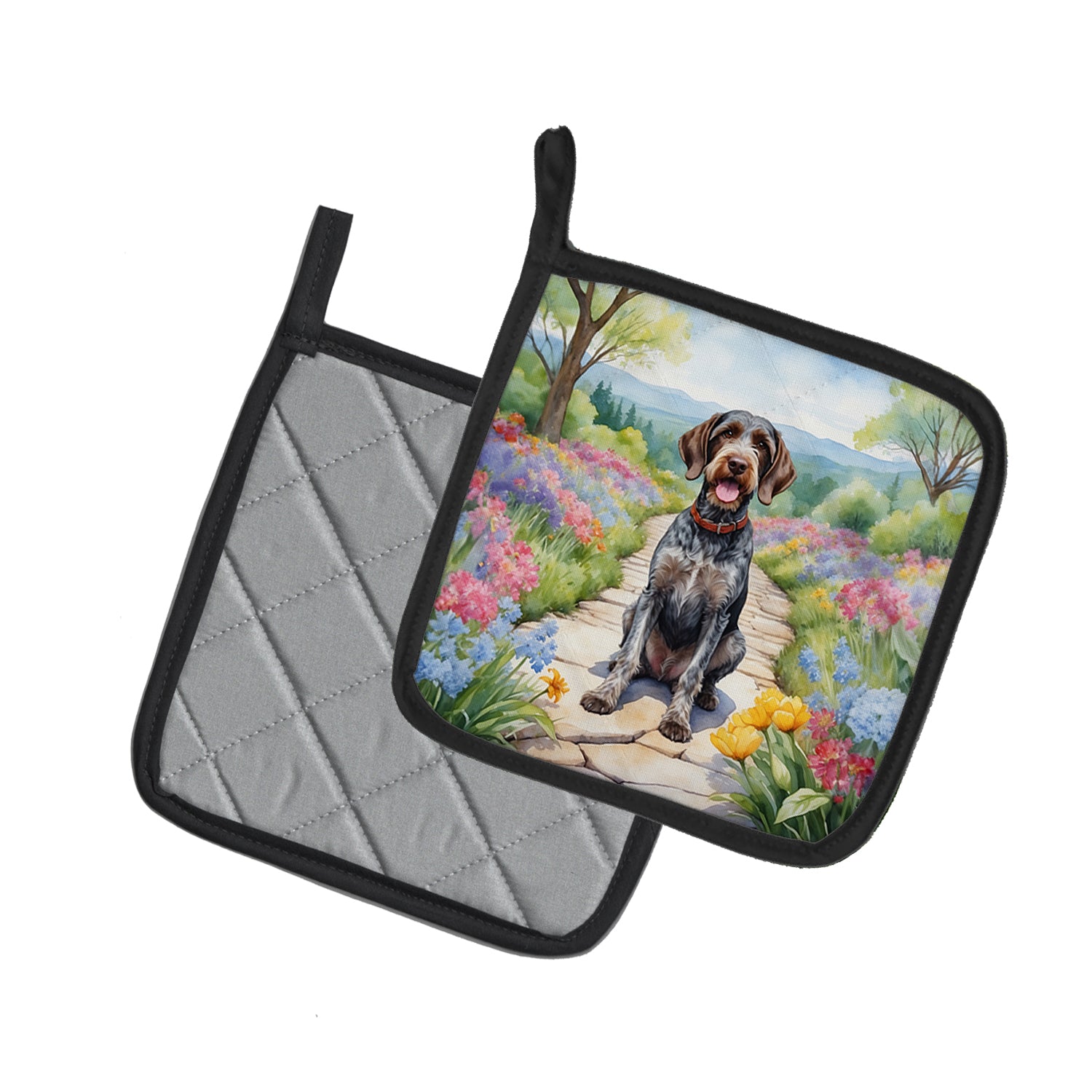 Buy this German Wirehaired Pointer Spring Path Pair of Pot Holders