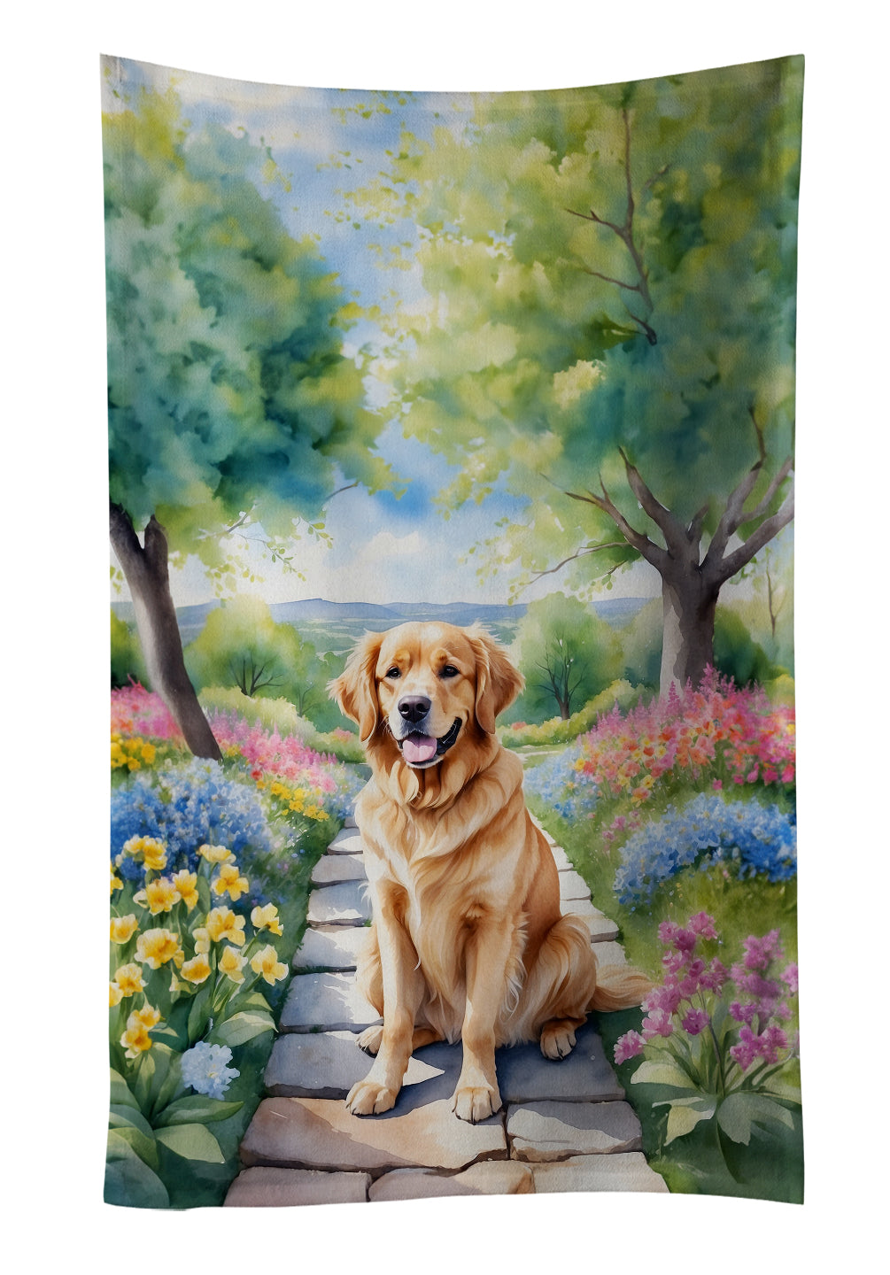 Buy this Golden Retriever Spring Path Kitchen Towel