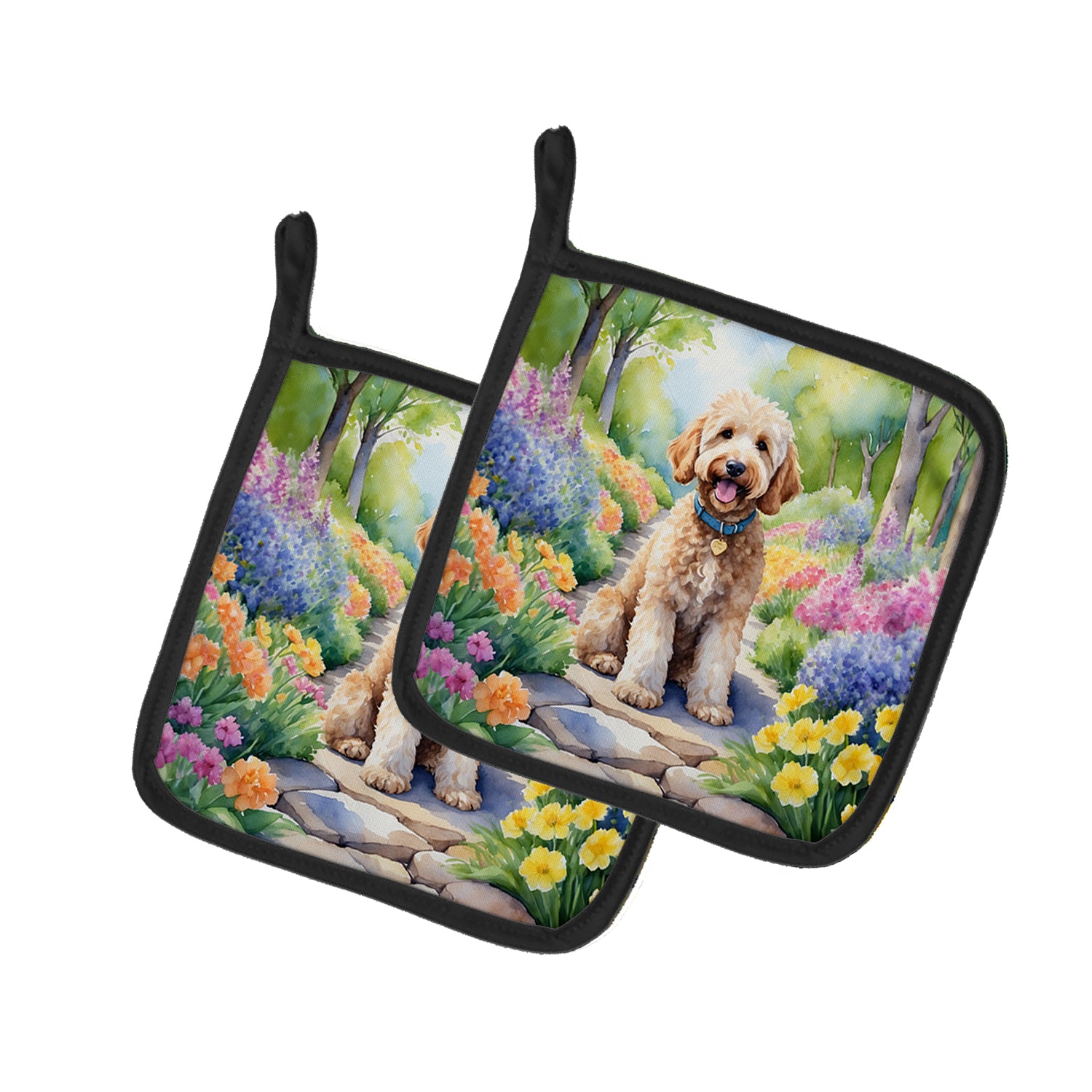 Buy this Goldendoodle Spring Path Pair of Pot Holders