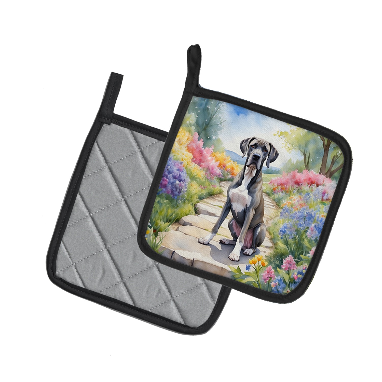 Great Dane Spring Path Pair of Pot Holders