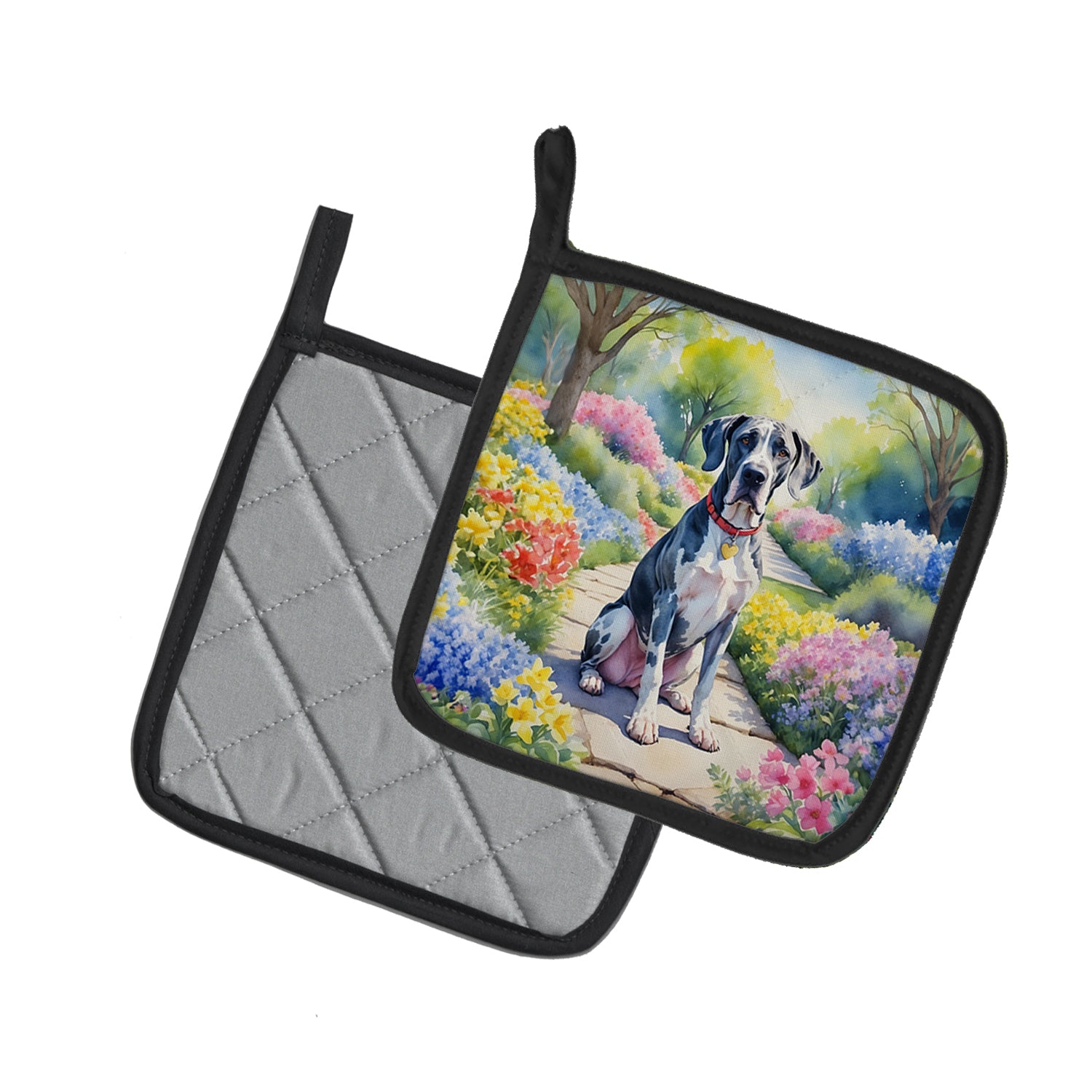 Great Dane Spring Path Pair of Pot Holders