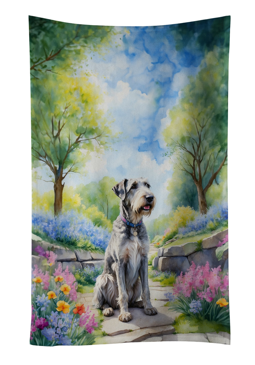 Buy this Irish Wolfhound Spring Path Kitchen Towel