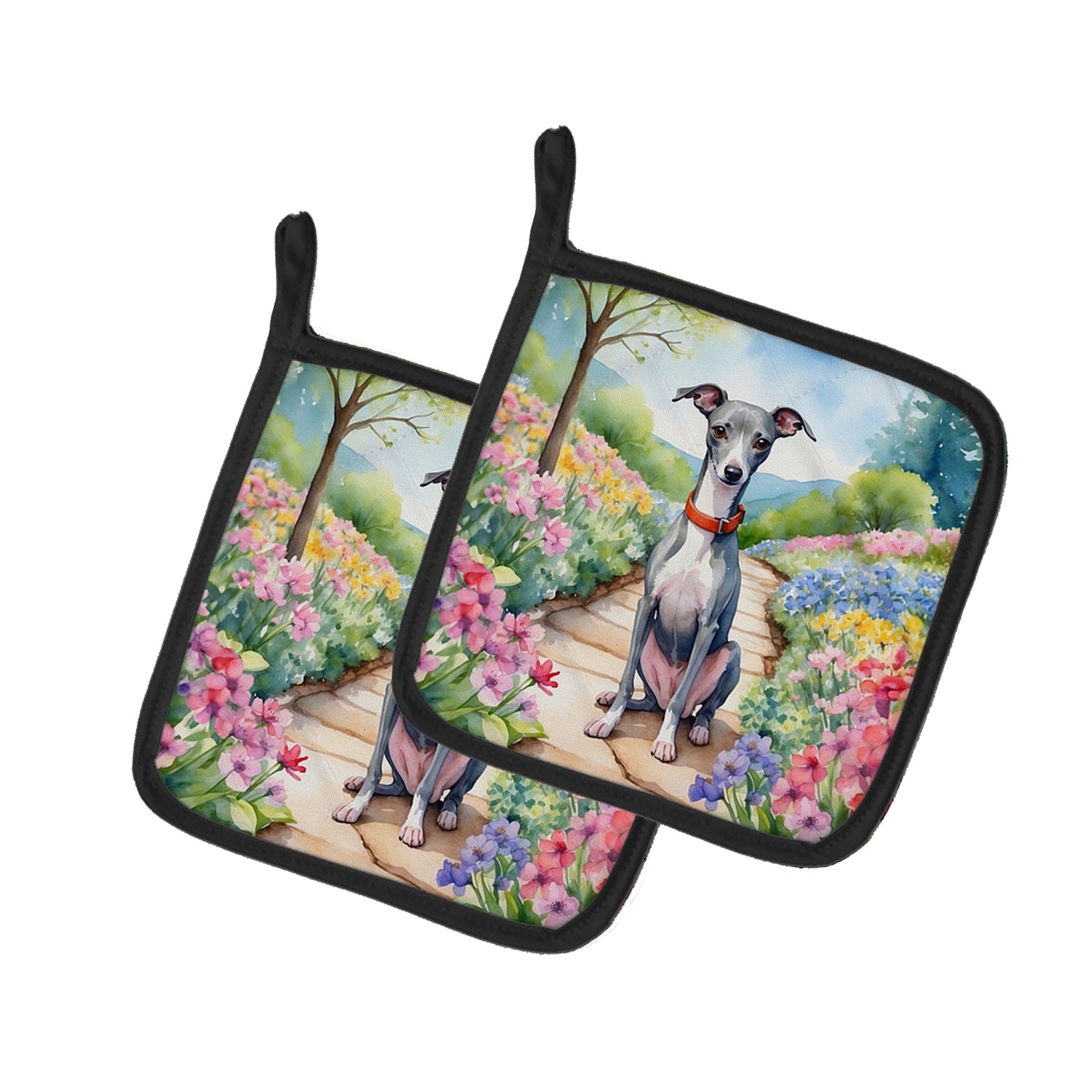 Buy this Italian Greyhound Spring Path Pair of Pot Holders