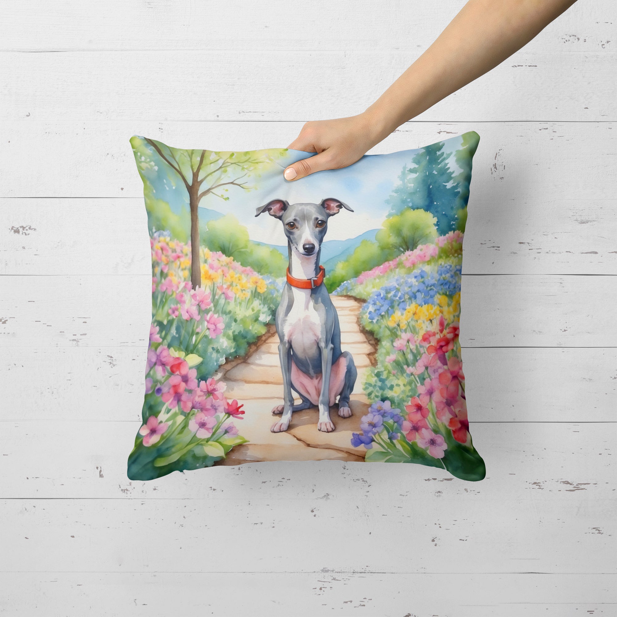 Buy this Italian Greyhound Spring Path Throw Pillow