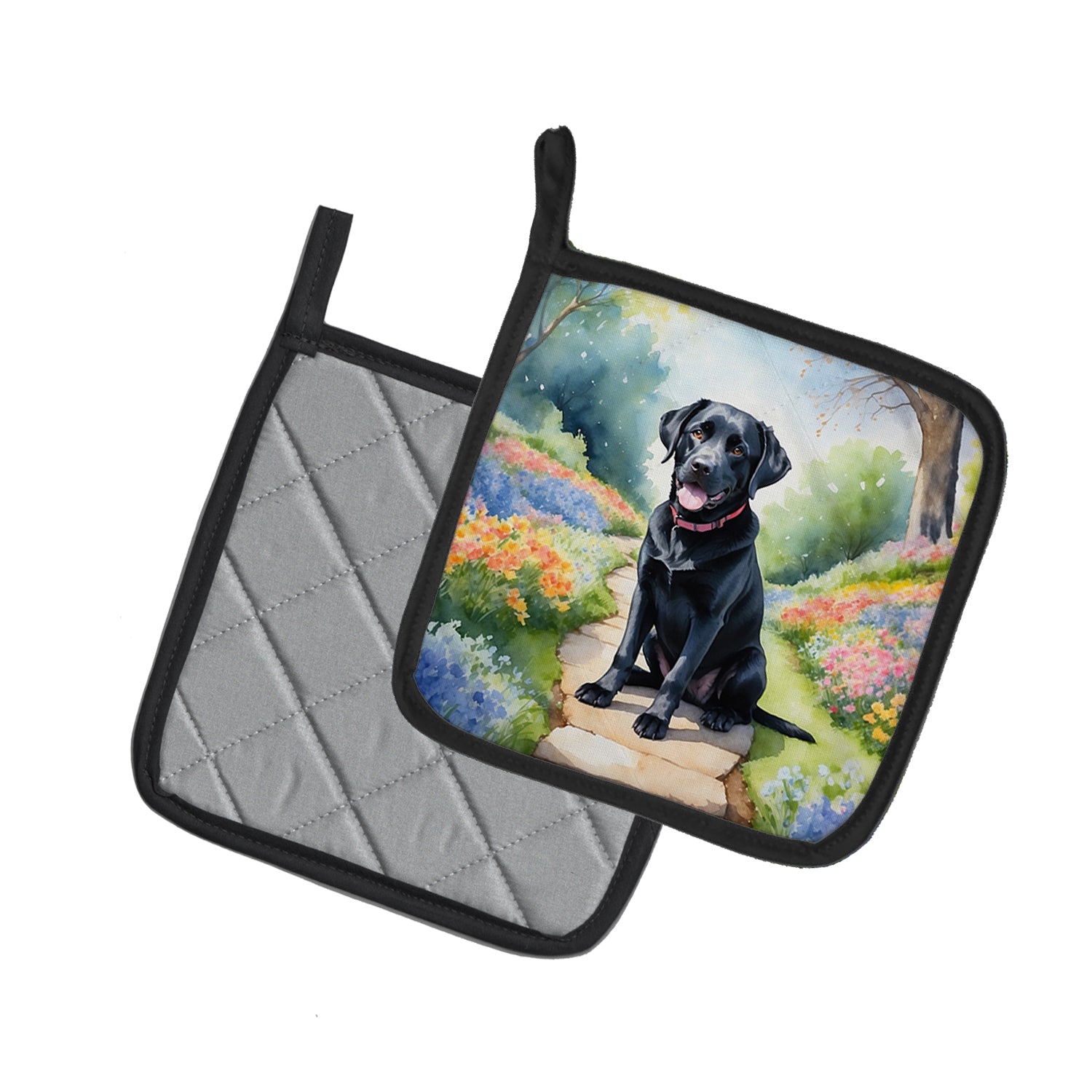 Labrador Retriever Spring Path Pair of Pot Holders