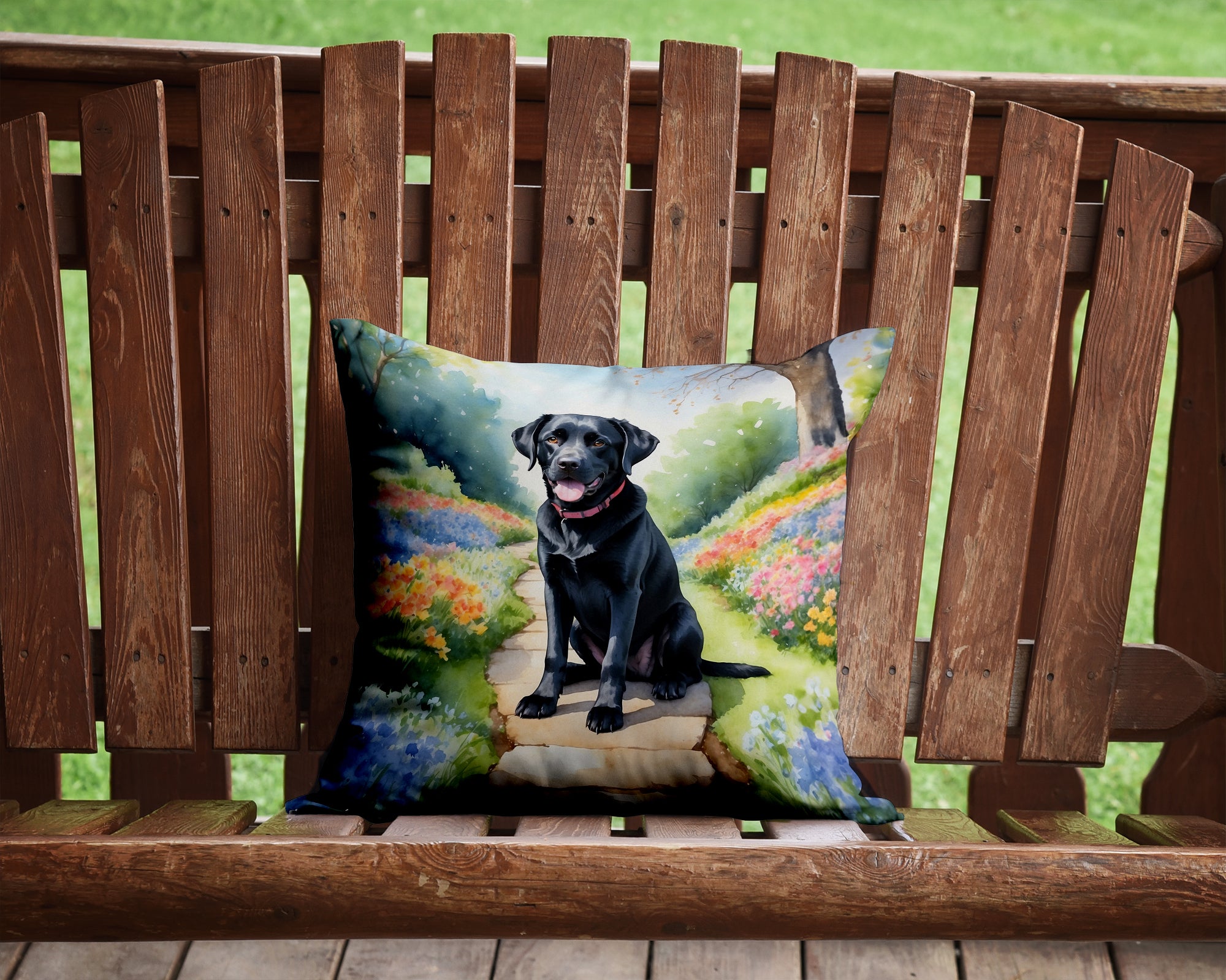 Labrador Retriever Spring Path Throw Pillow